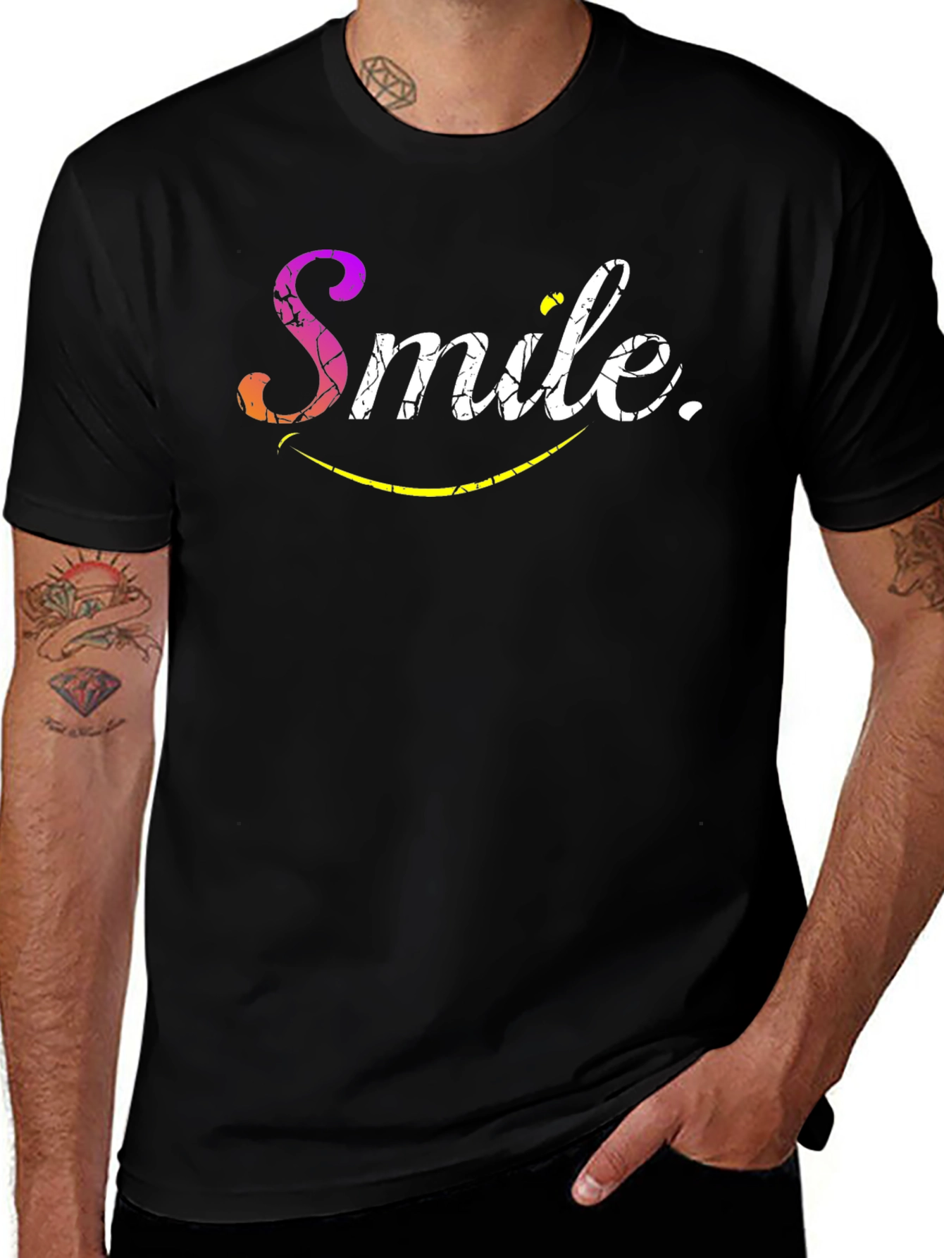 Variant 9 of Smile Graphic Tee - Black Cotton Comfort