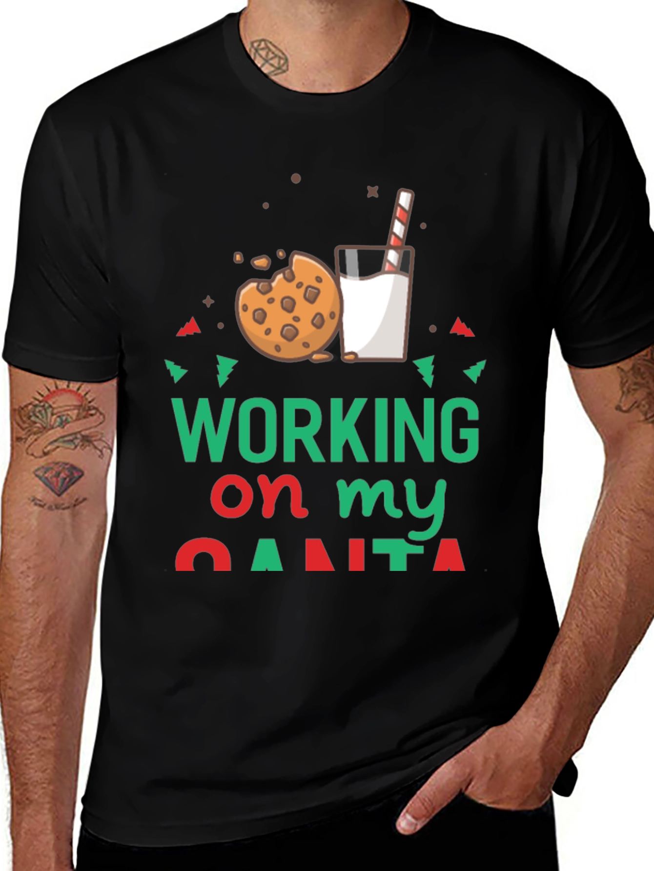 Working on My Santa T-Shirt Holiday Tee