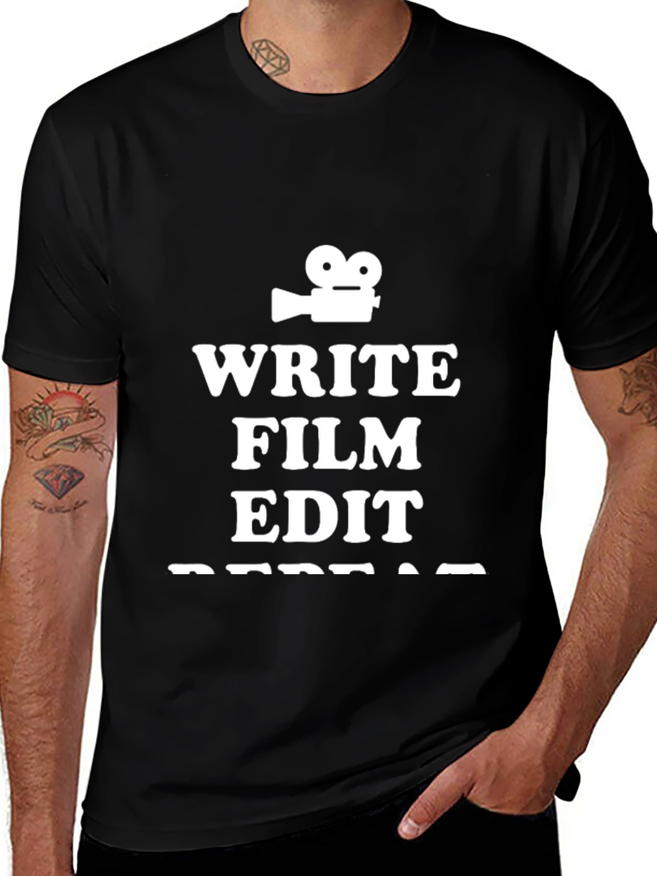 Black Write Film Edit Repeat T-Shirt main image