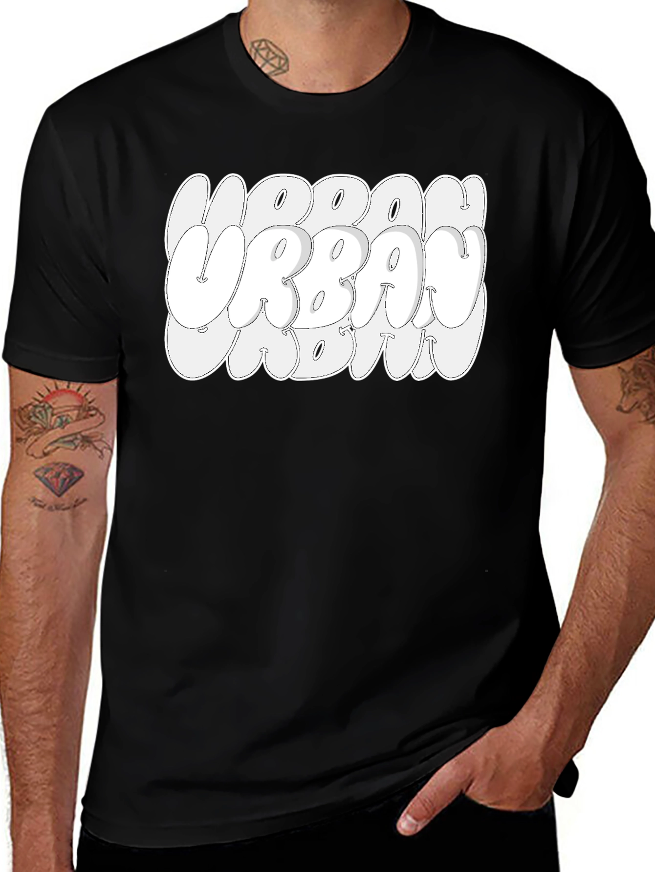 Variant 3 of Urban Graphic Print Black T-Shirt