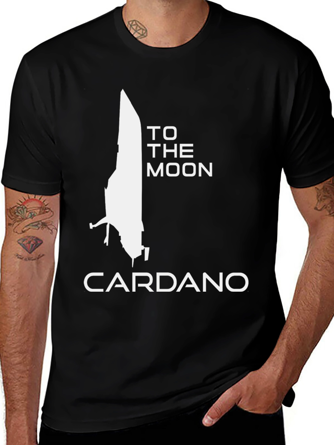 Variant 3 of To The Moon Cardano Crypto Black T-Shirt