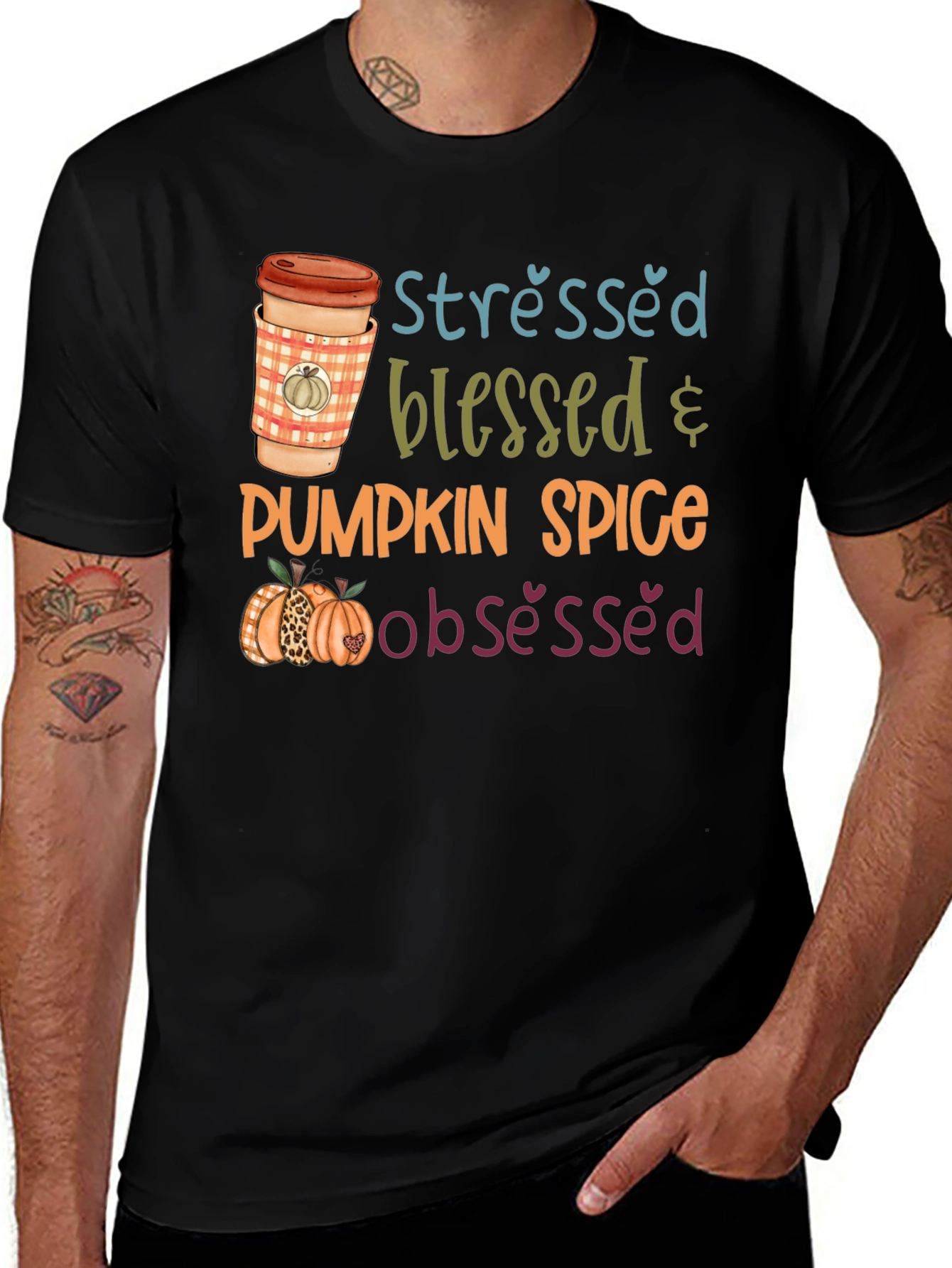 Variant 15 of Stressed Blessed Pumpkin Spice Obsessed T-Shirt