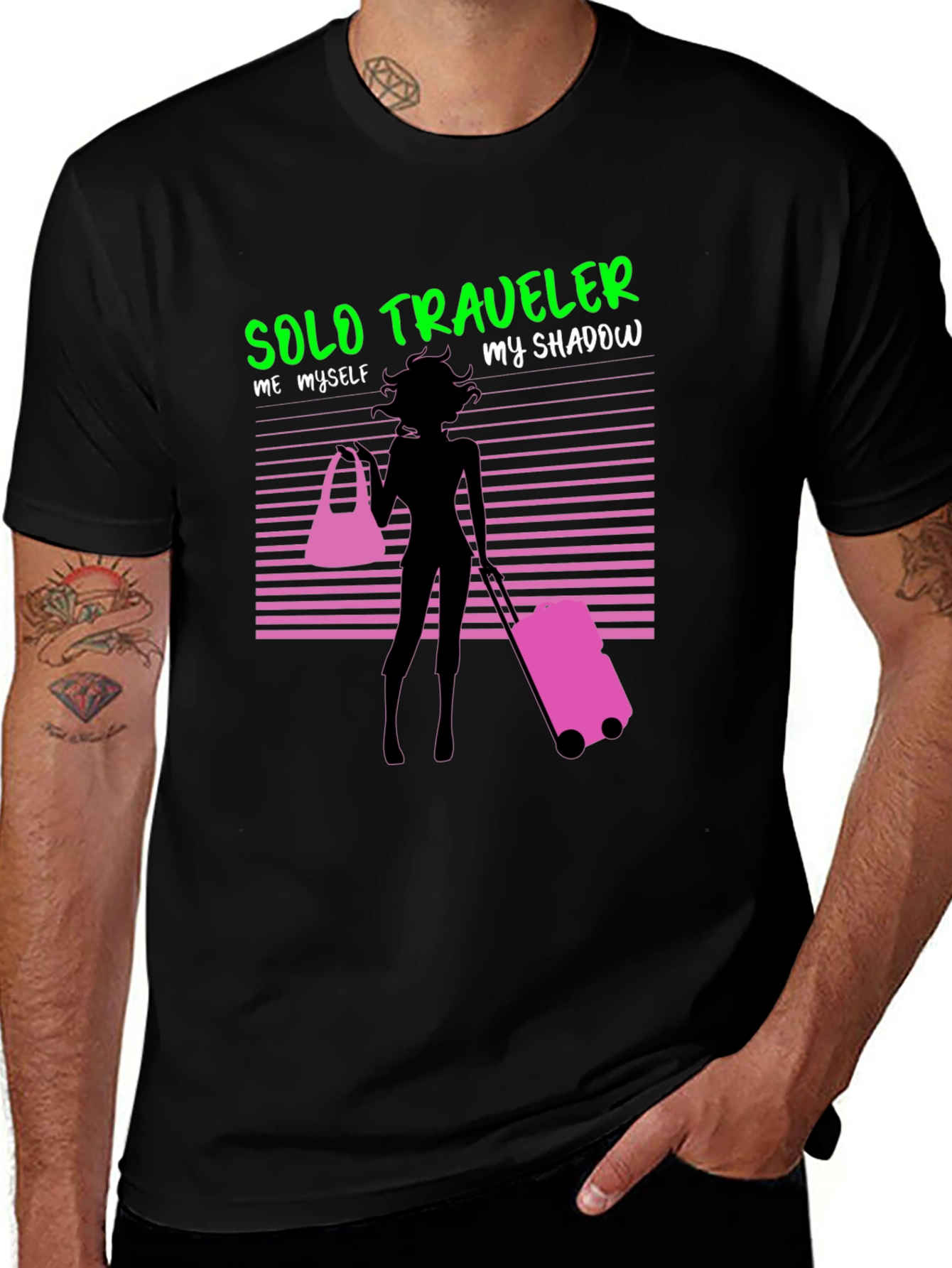 Solo Traveler Graphic Tee - Black Cotton T-Shirt