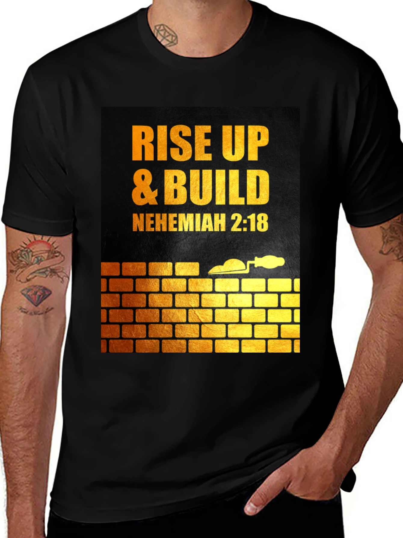 Rise Up & Build T-Shirt | Nehemiah 2:18 | Christian Tee