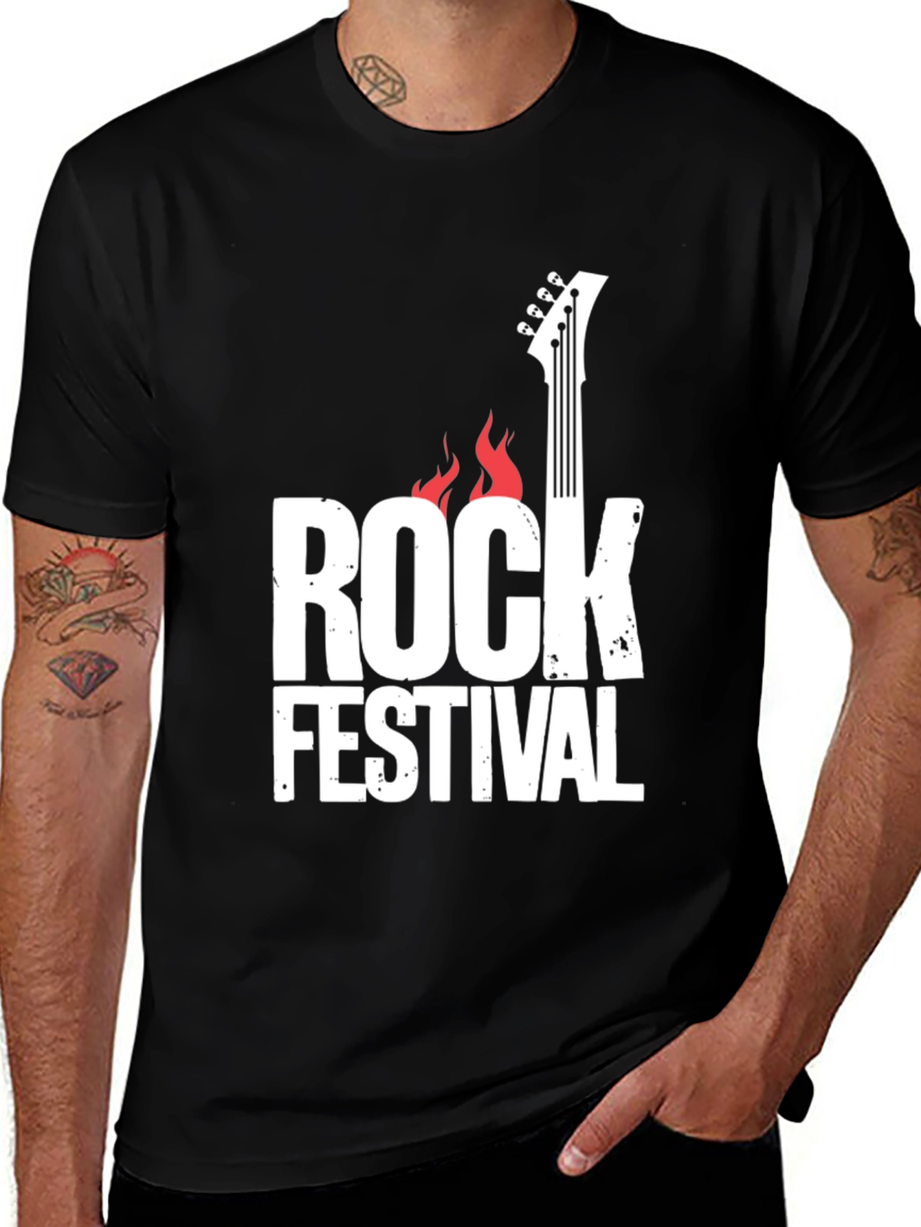 Variant 15 of Rock Festival Guitar Graphic Tee - Black