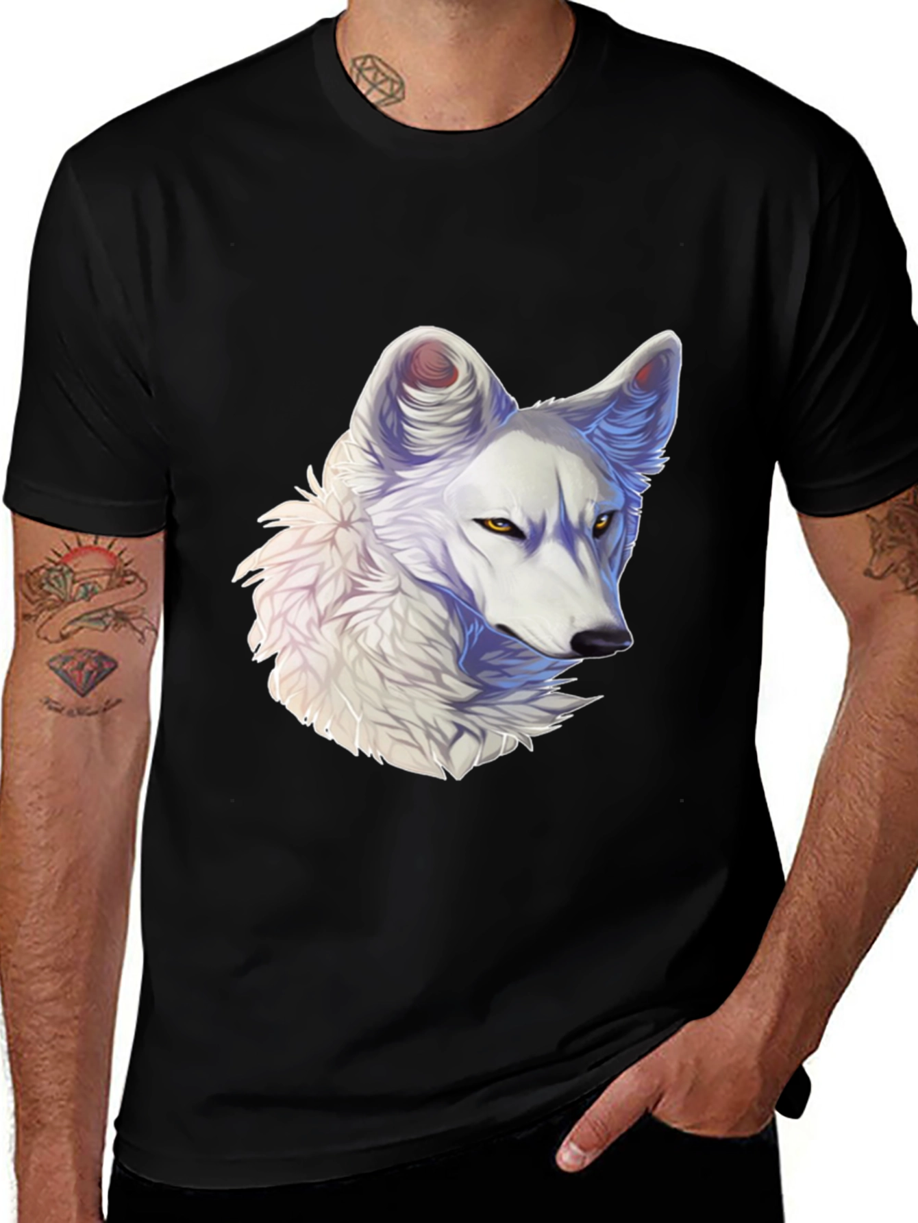 Variant 20 of Arctic Wolf Graphic Tee - Black Cotton Blend