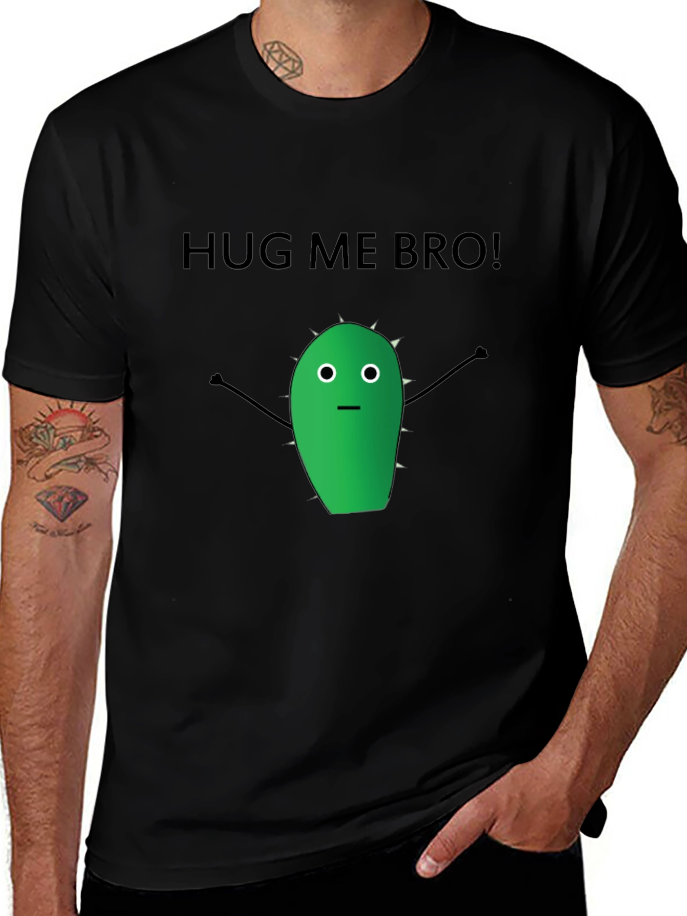 Variant 5 of Hug Me Bro! Funny Cactus Graphic T-Shirt