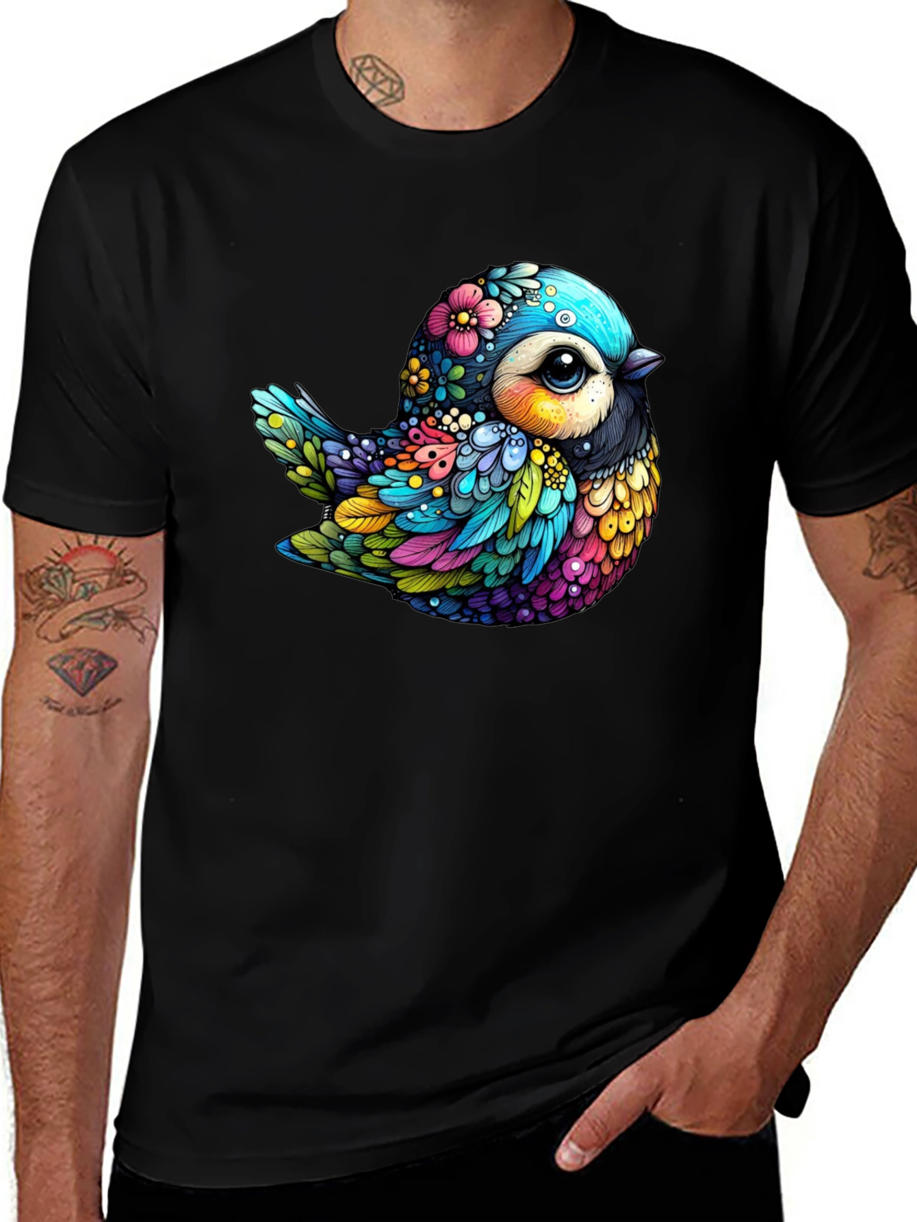 Variant 12 of Colorful Bird Graphic Tee - Unique Art T-Shirt