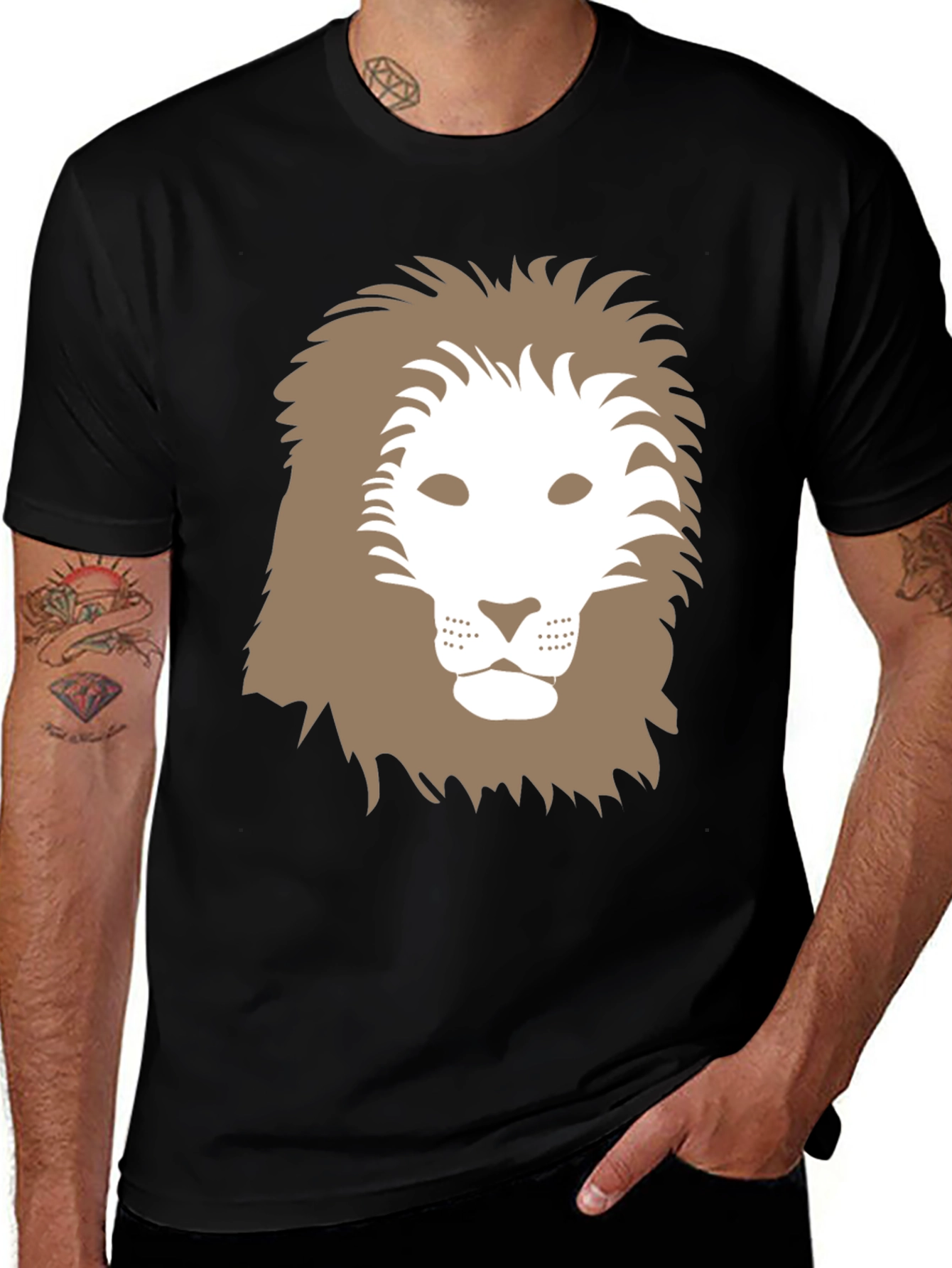 Variant 12 of Lion Graphic Tee - Black Cotton Casual Shirt