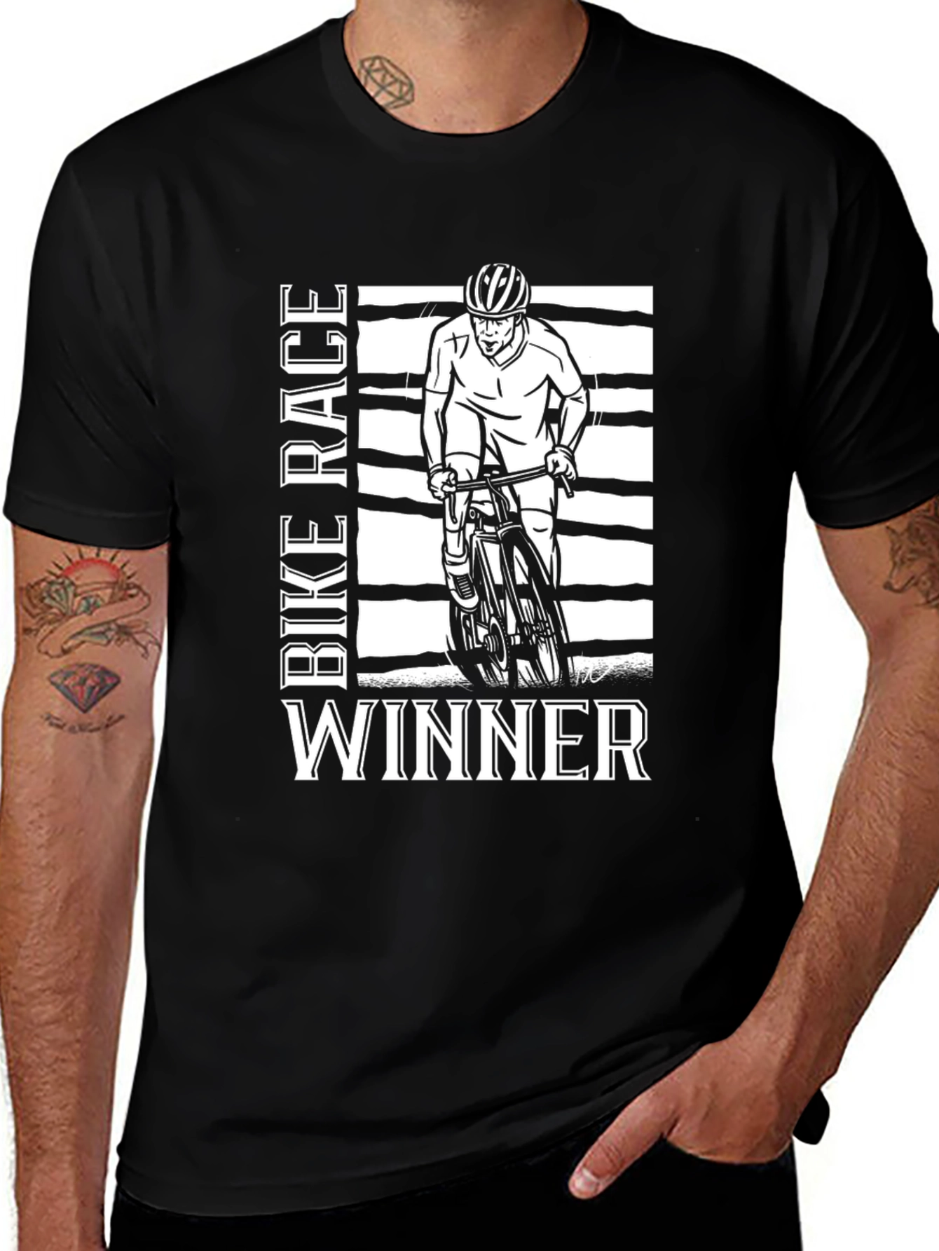 Variant 11 of Bike Race Winner T-Shirt - Black Graphic Tee
