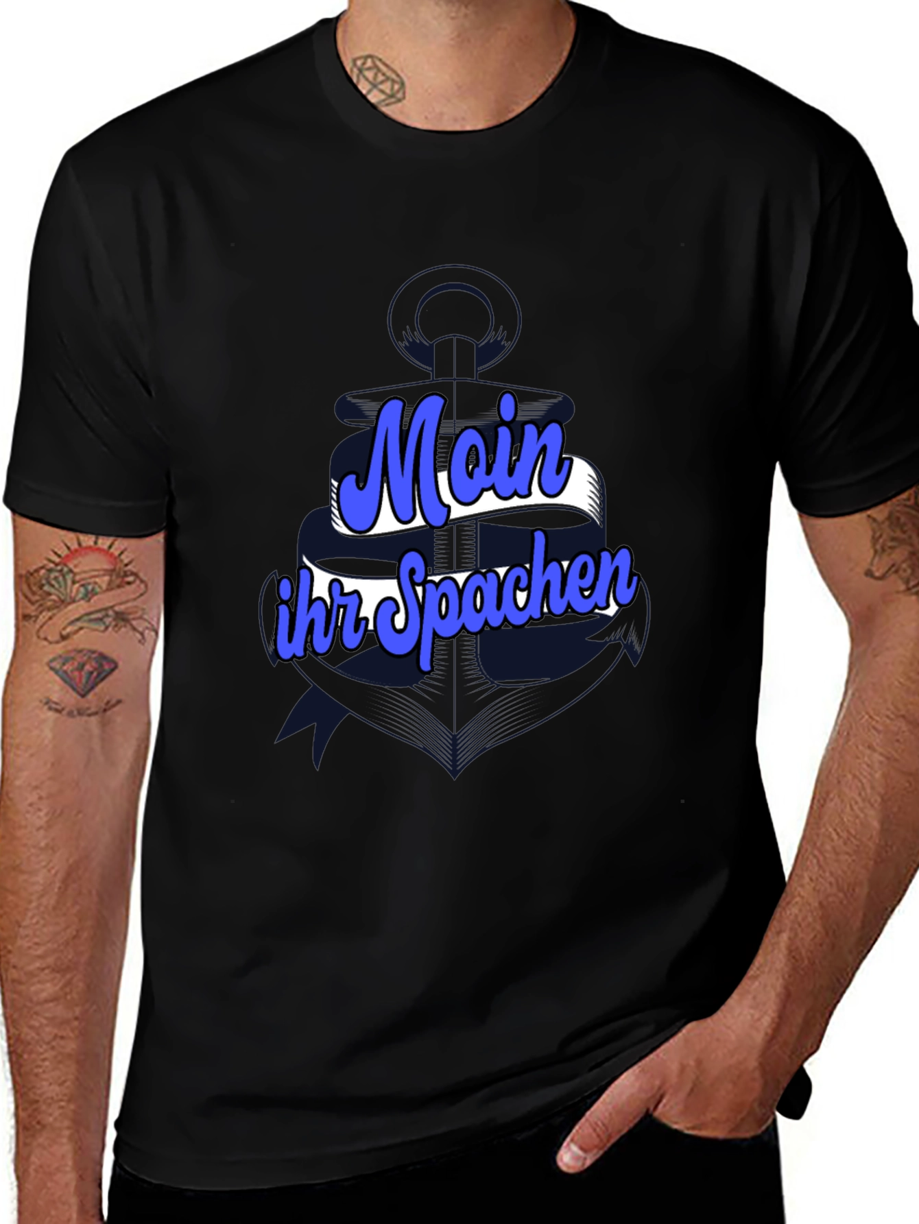 Variant 13 of Moin Ihr Spacken Anchor Graphic Tee - Black