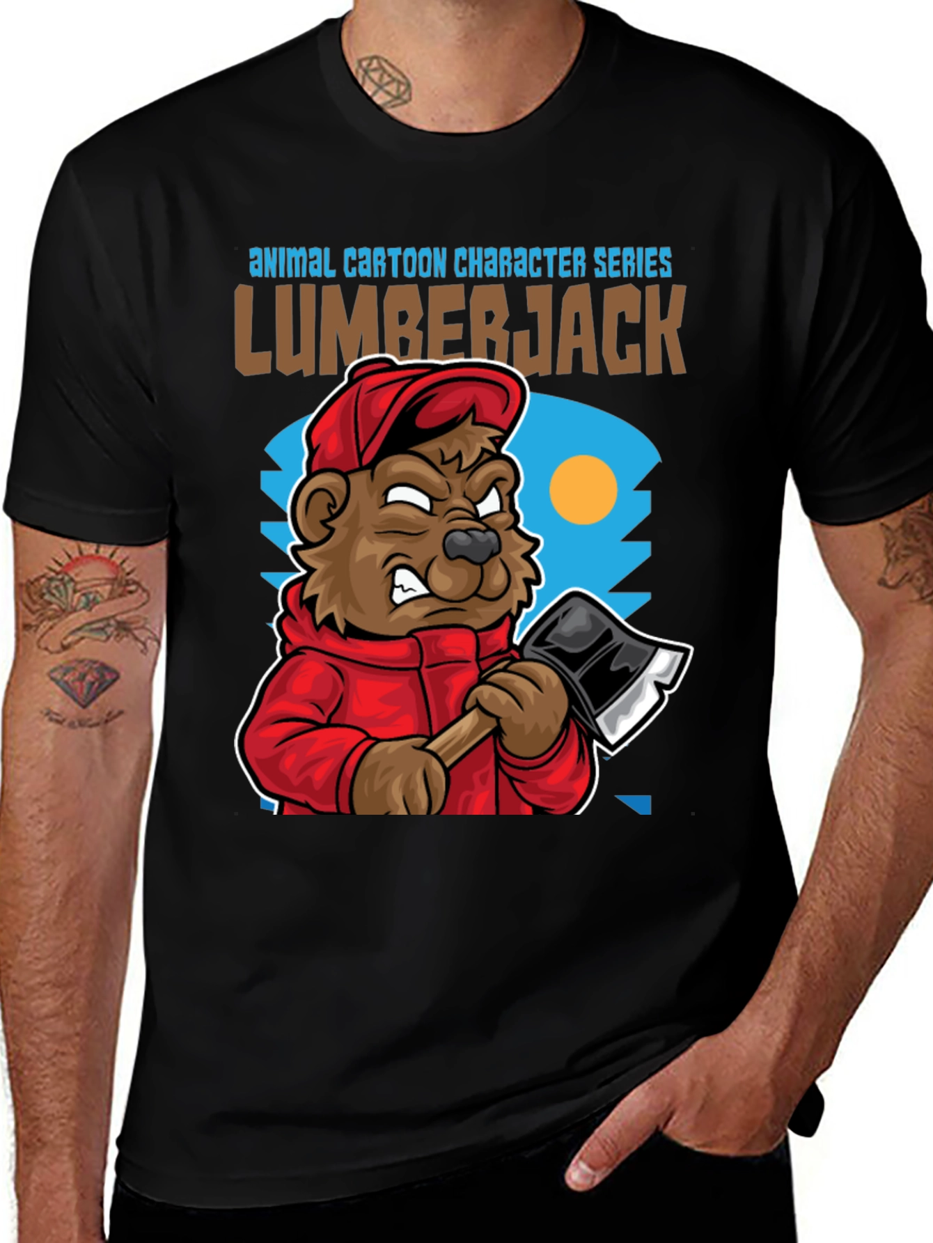 Variant 9 of Lumberjack Bear Cartoon T-Shirt