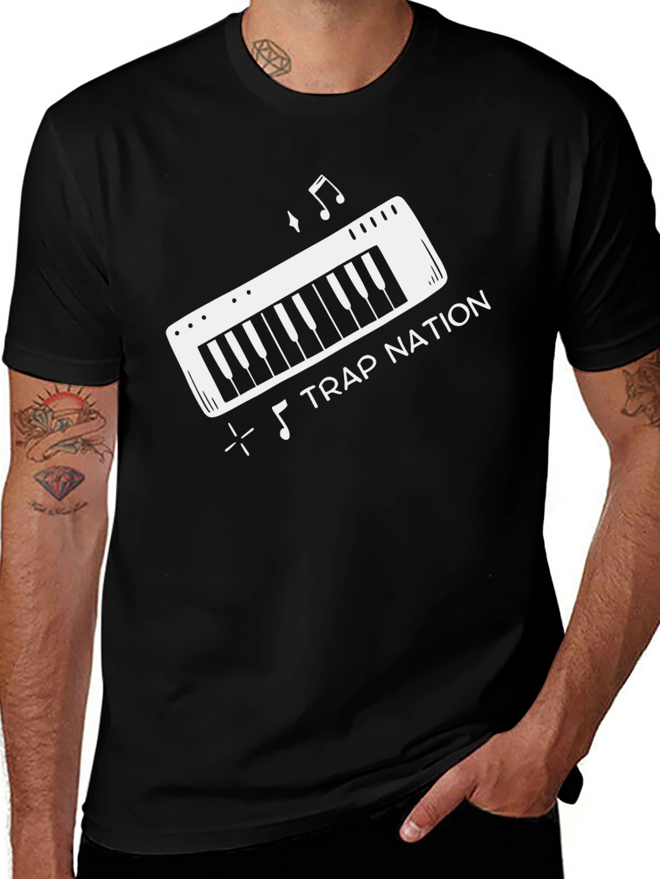 Trap Nation Music Keyboard Black Graphic Tee