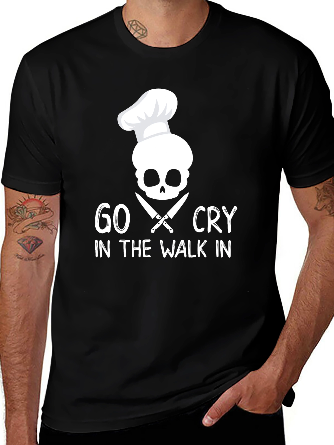 Variant 19 of Go Cry in the Walk In Chef Skull T-Shirt