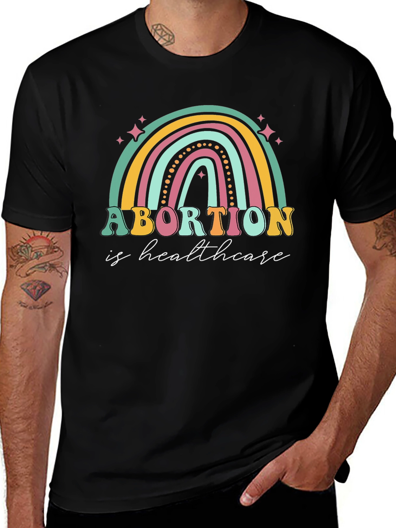 Abortion is Healthcare Rainbow Graphic Tee
