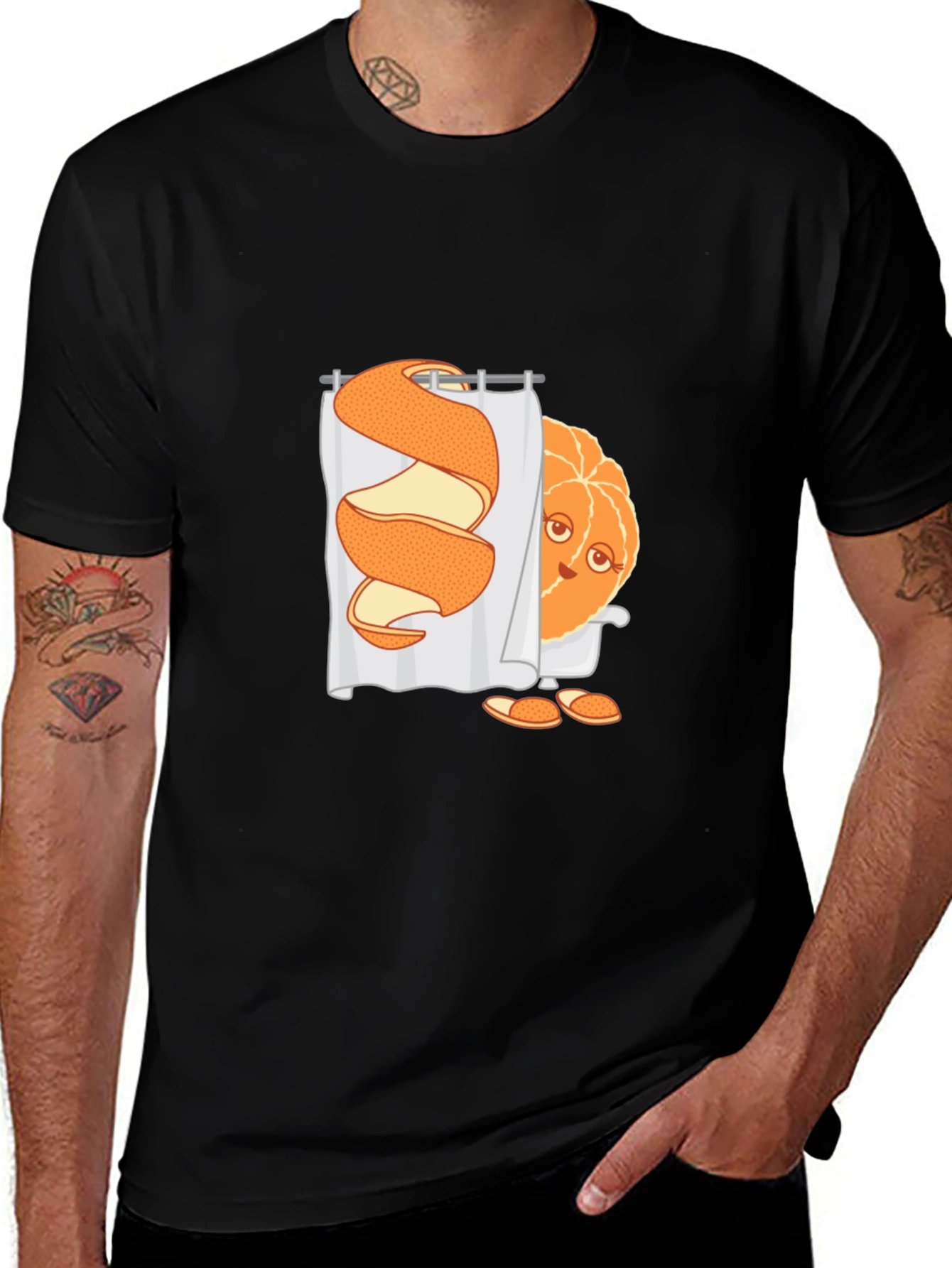 Variant 20 of Funny Orange Peel Shower Cartoon Graphic T-Shirt