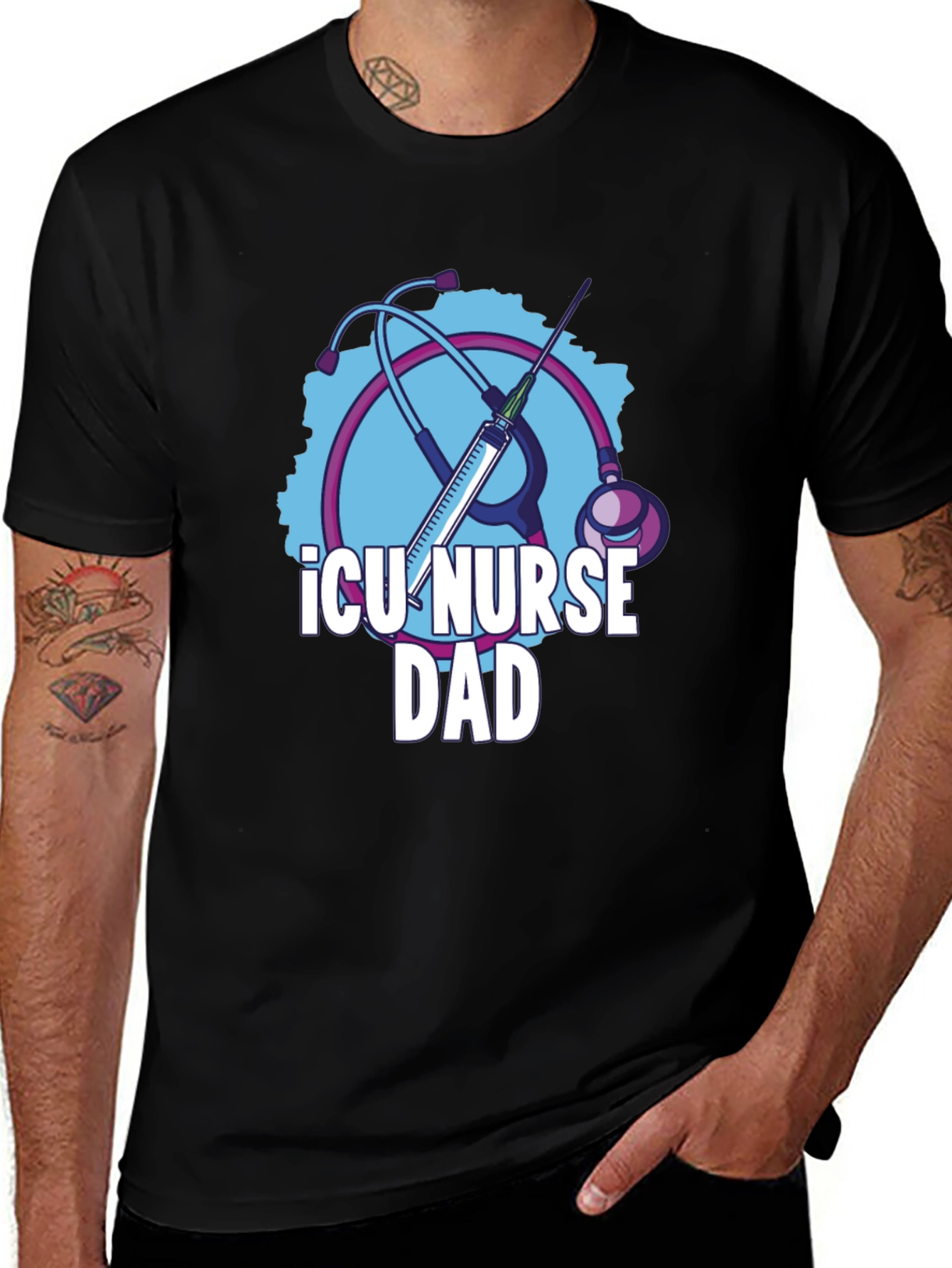 ICU Nurse Dad Graphic T-Shirt