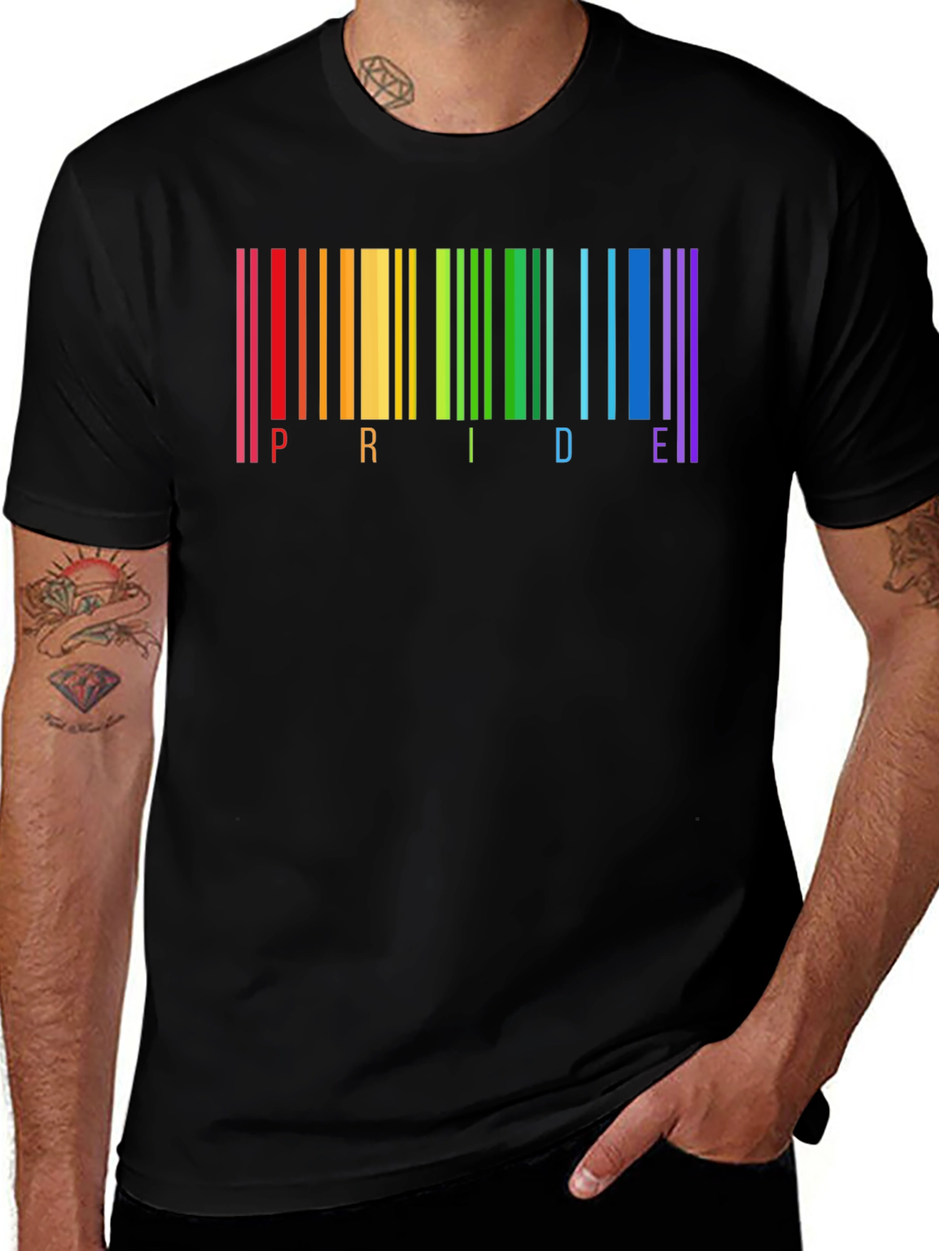 Pride Barcode Graphic Tee - LGBTQ+ Rainbow Shirt
