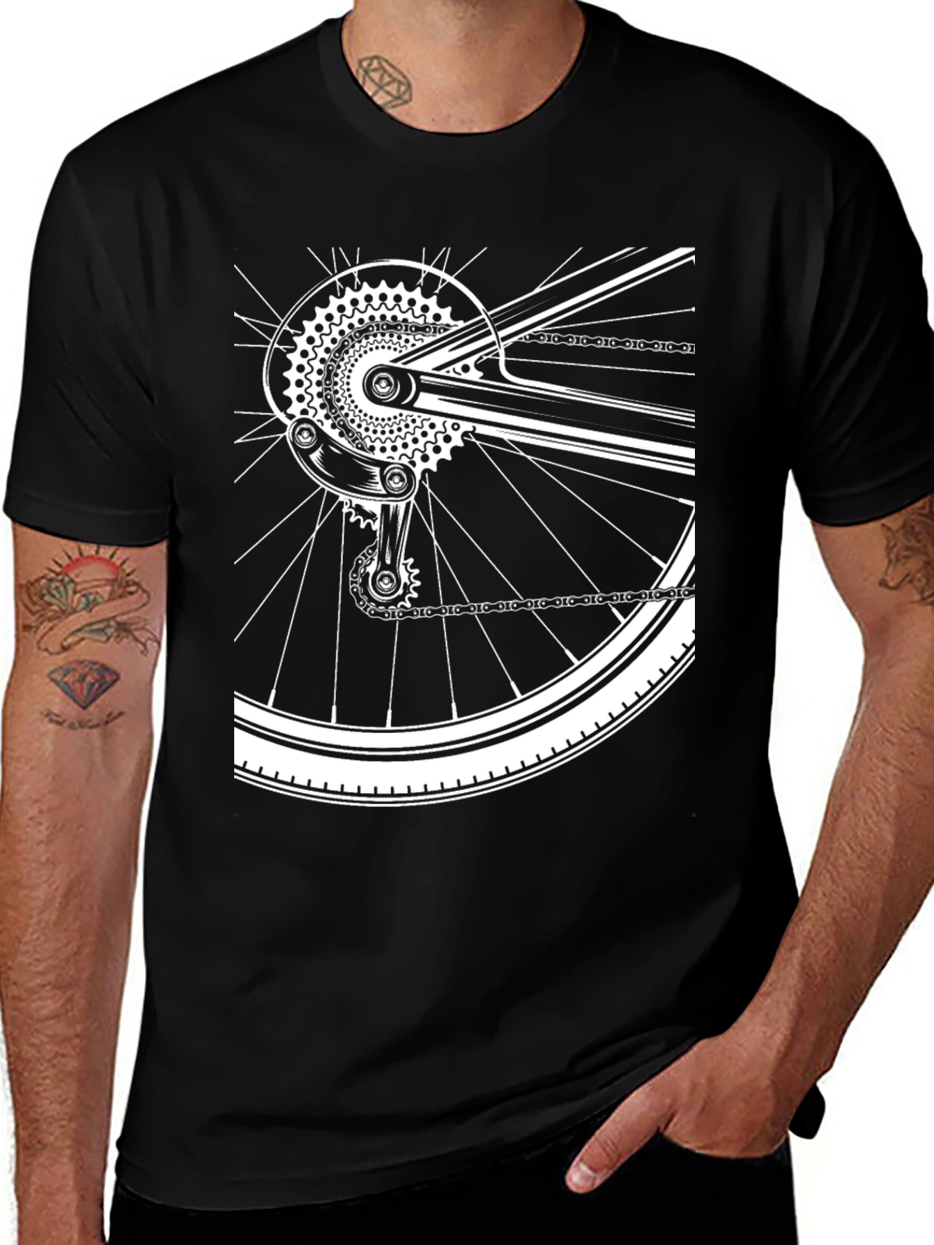 Variant 26 of Cool Bicycle Graphic Tee - Black Cotton Blend