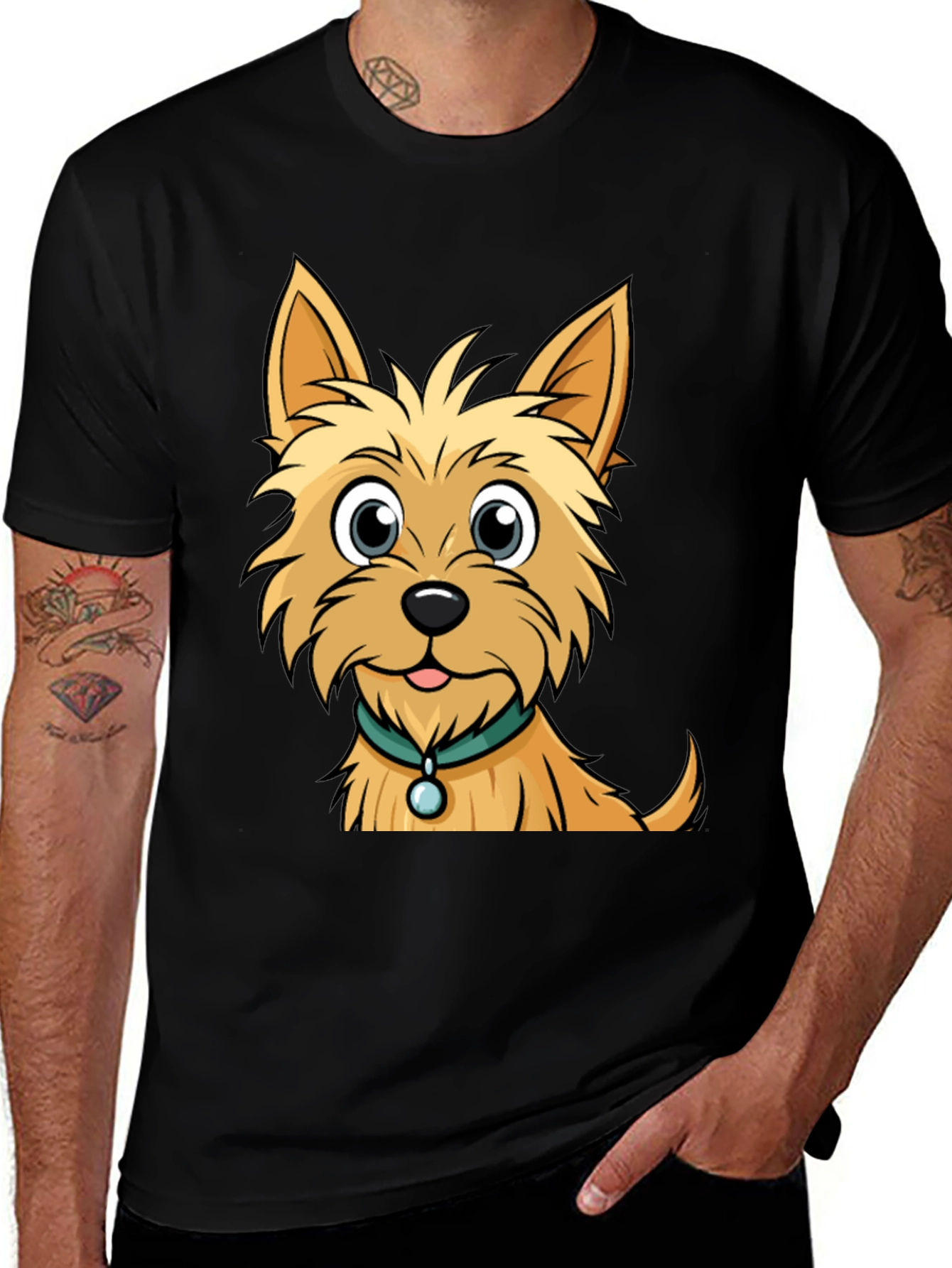 Variant 4 of Cute Dog Graphic Tee - Casual Black T-Shirt