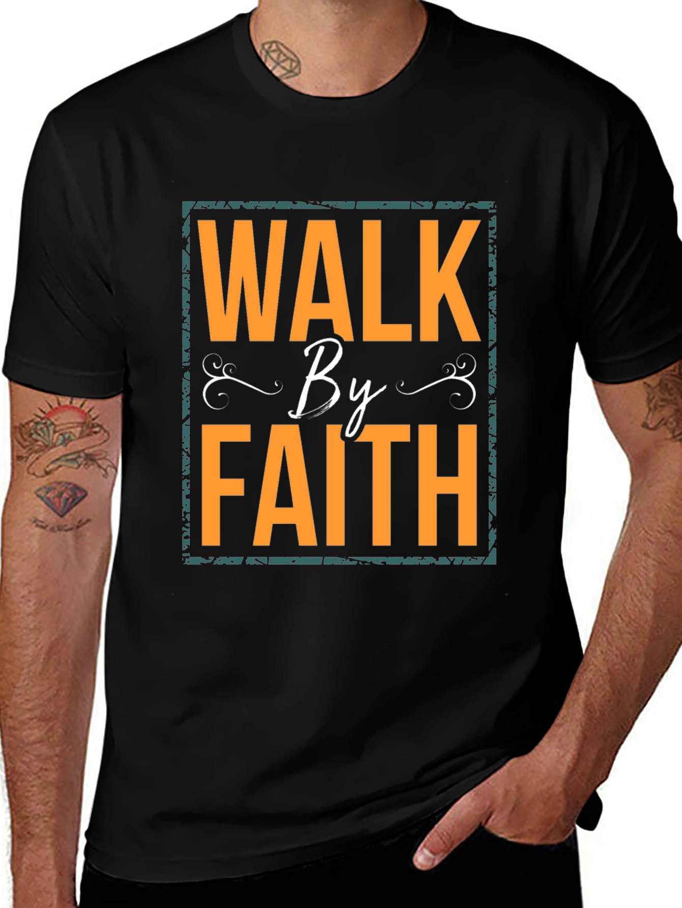 Variant 11 of Walk By Faith Graphic T-Shirt - Black