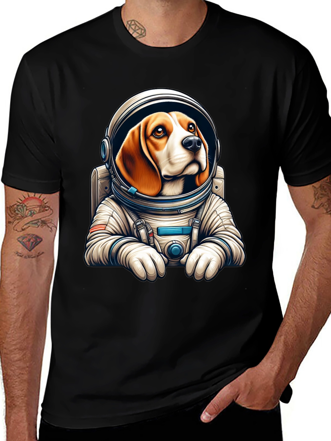 Variant 21 of Astronaut Beagle Black T-Shirt