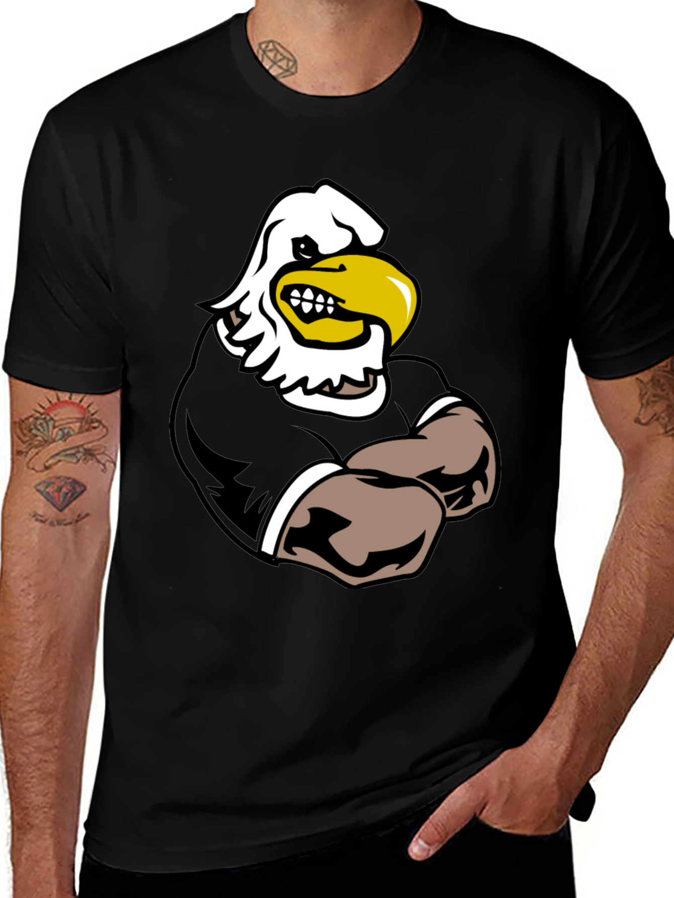 Variant 22 of Eagle Cartoon Graphic Tee - Black
