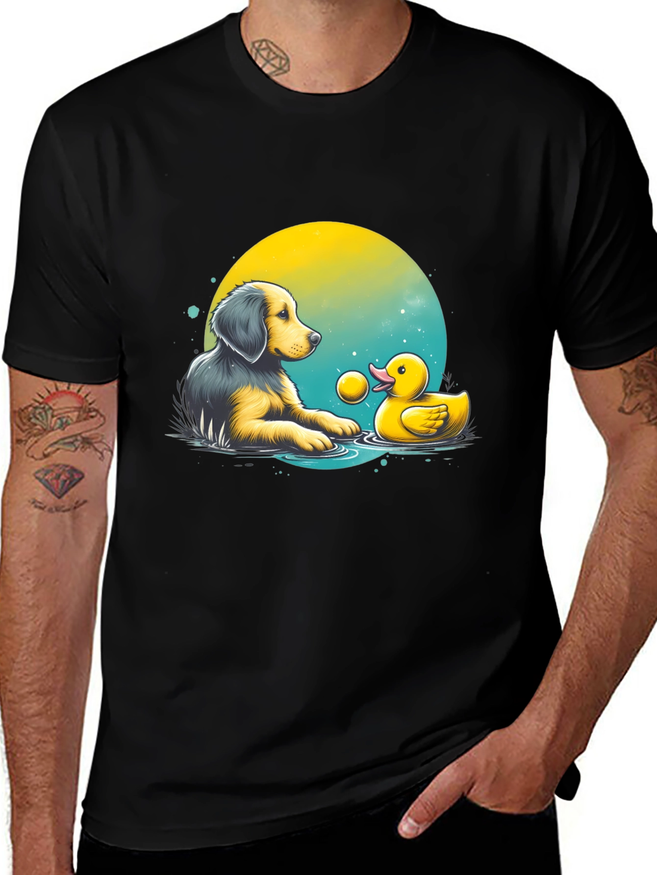Variant 28 of Dog and Duck T-Shirt - Playful Graphic Tee