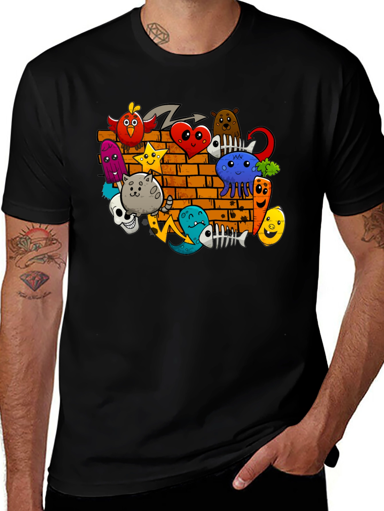 Variant 24 of Cartoon Doodle Graffiti Black T-Shirt