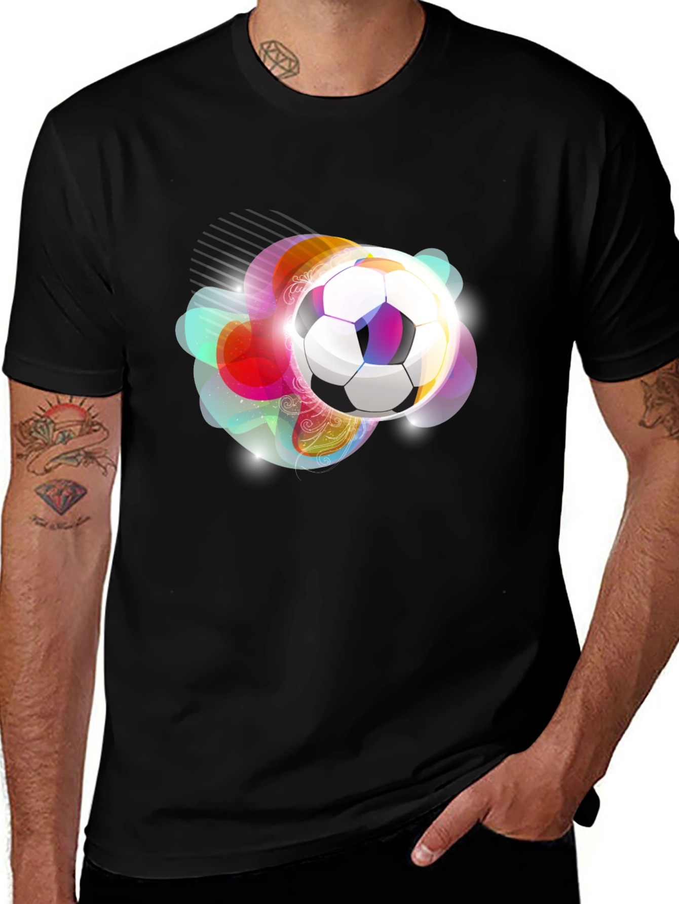 Variant 9 of Soccer Ball Graphic Print Black T-Shirt