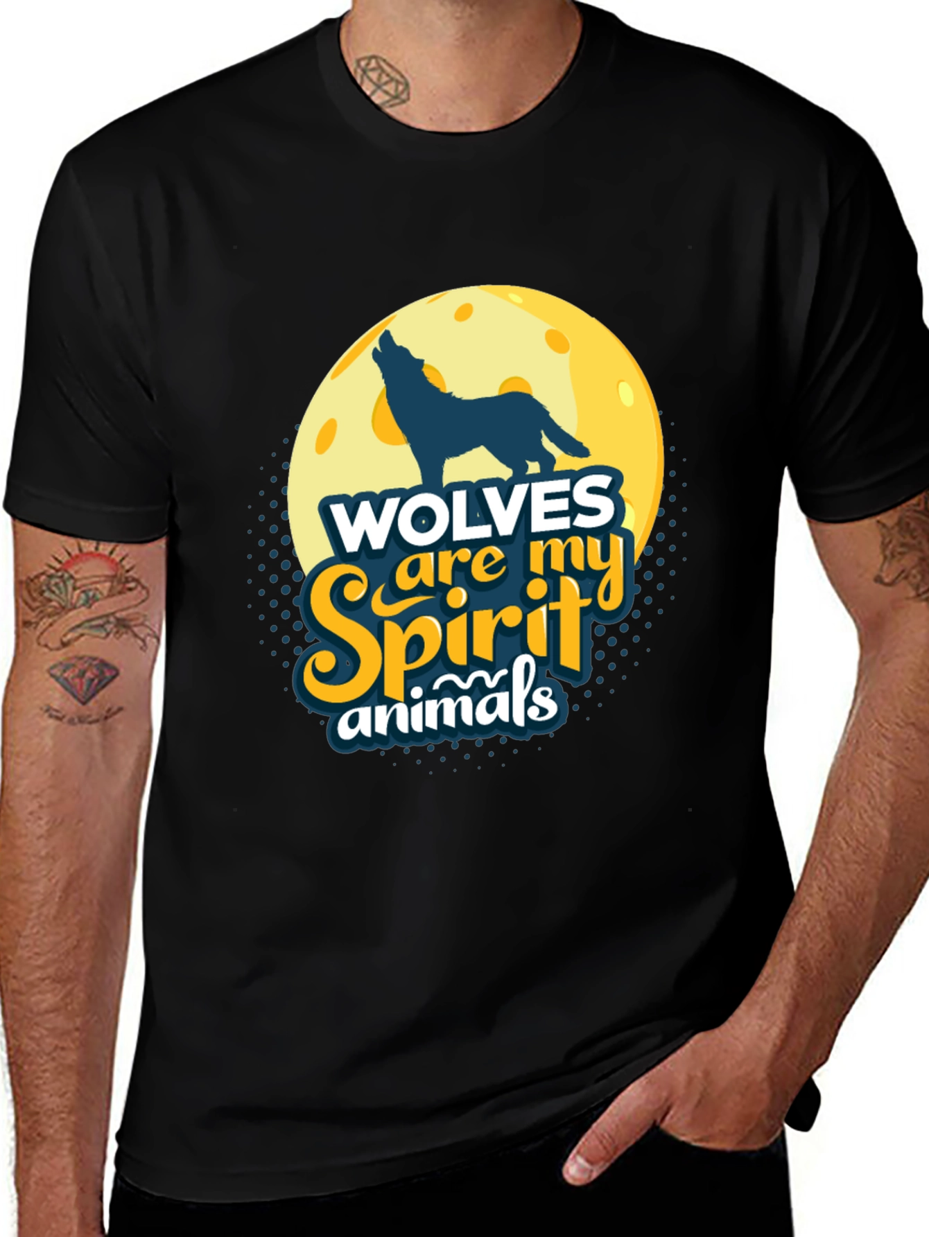 Variant 10 of Wolf Spirit Animal T-Shirt - Black
