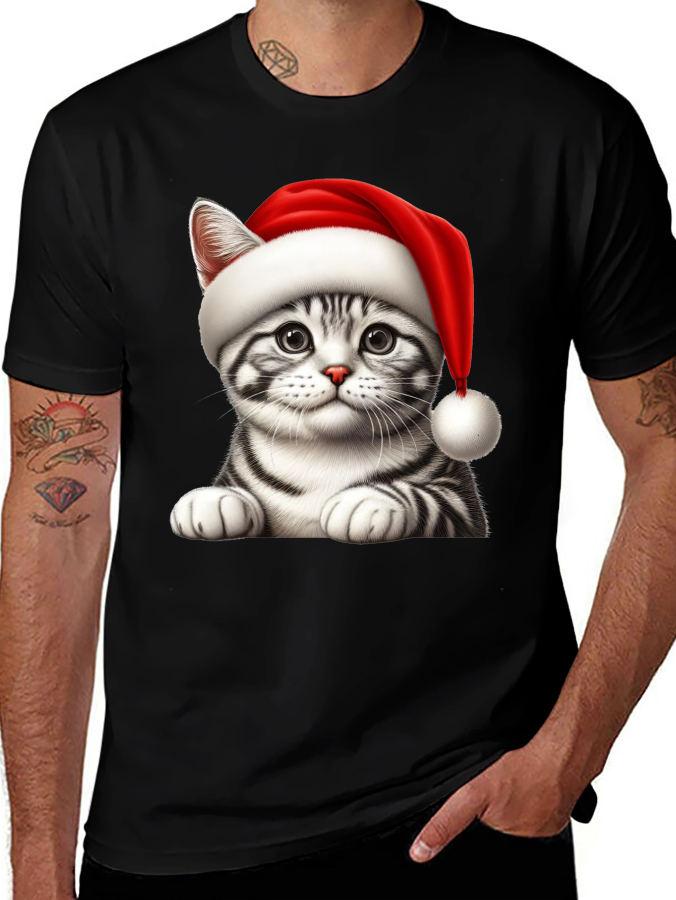 Variant 26 of Festive Cat Tee - Holiday Cheer T-Shirt