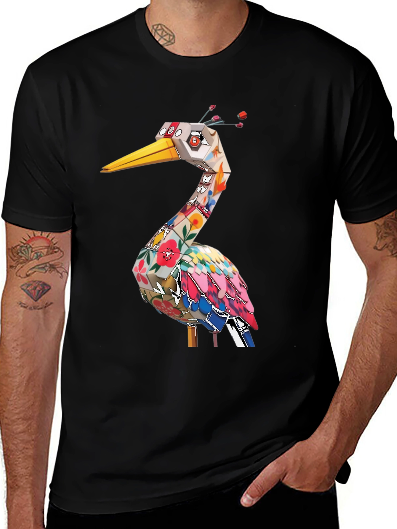 Geometric Floral Bird T-Shirt