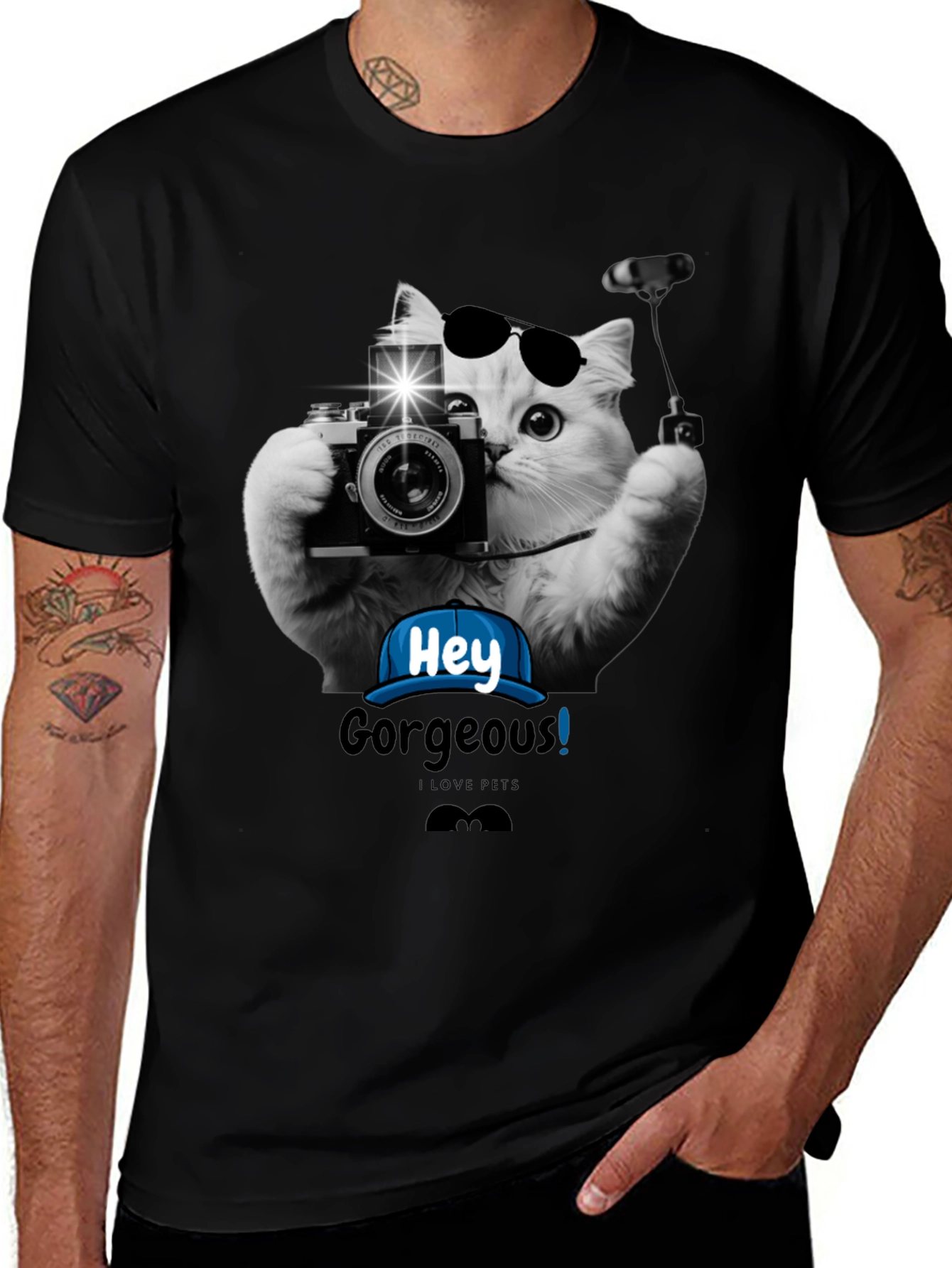 Variant 29 of Cool Cat Photographer T-Shirt - Unisex Fashion Tee
