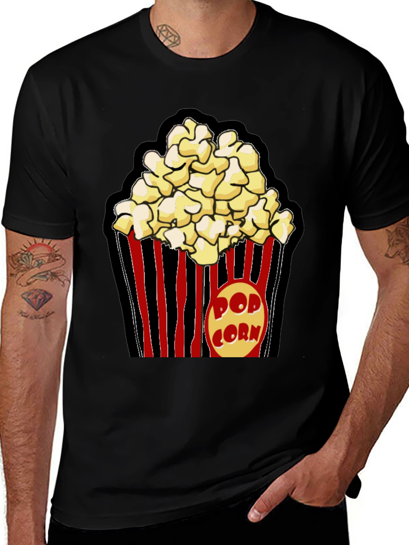 Popcorn Graphic Black T-Shirt