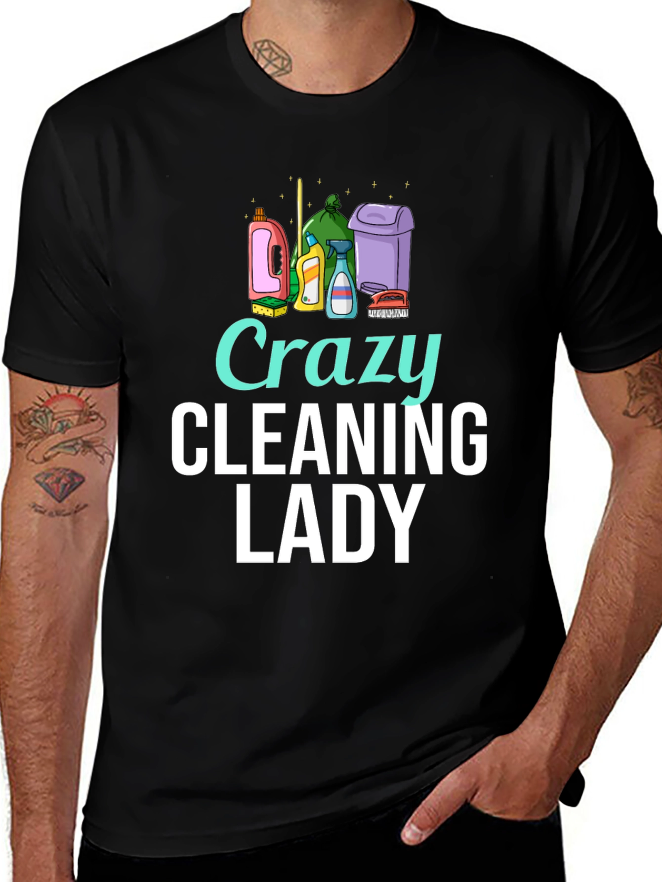 Variant 15 of Crazy Cleaning Lady T-Shirt - Fun Cleaning Tee