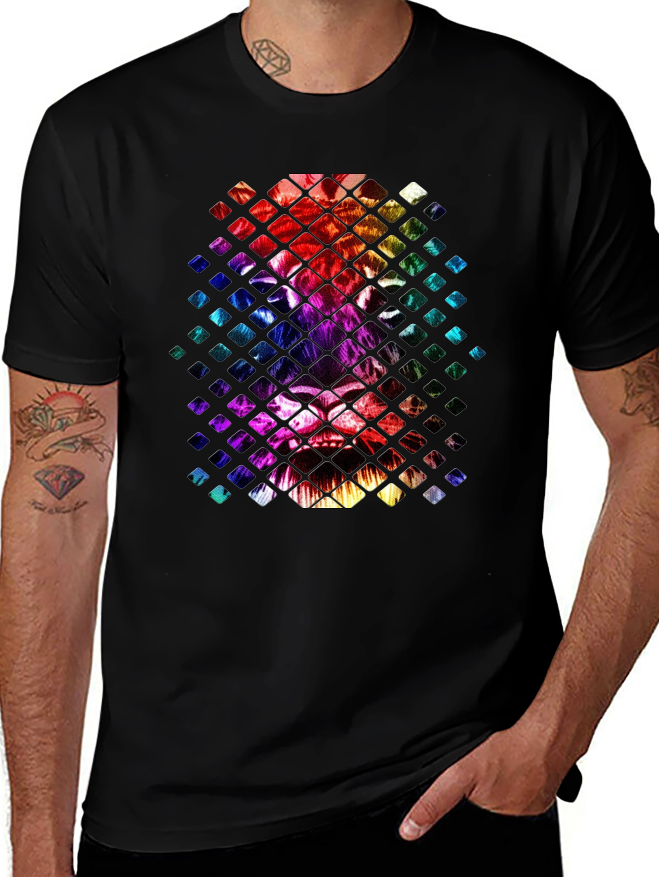 Variant 18 of Rainbow Lion Graphic Print Men's Black T-Shirt