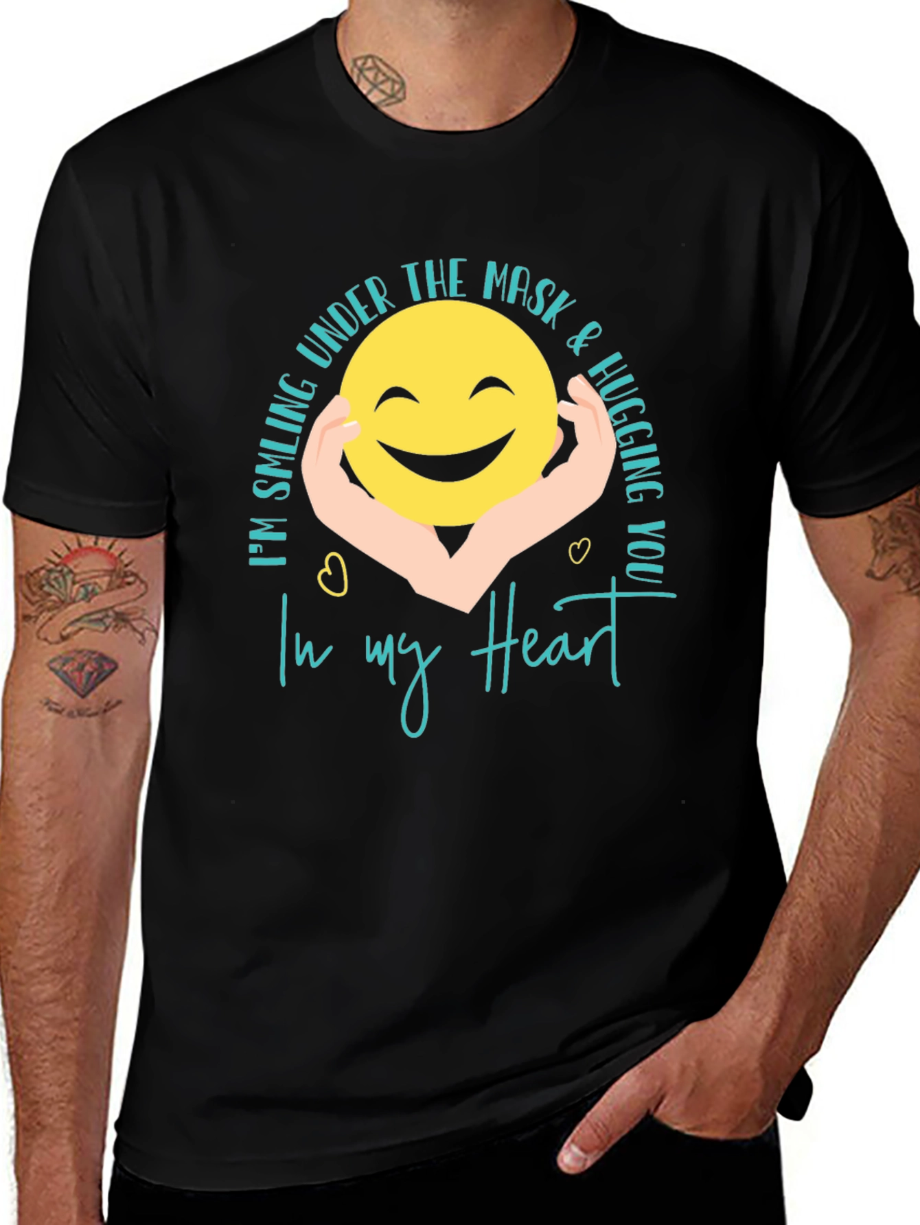 Variant 16 of Smiling Under Mask Hugging Heart T-Shirt