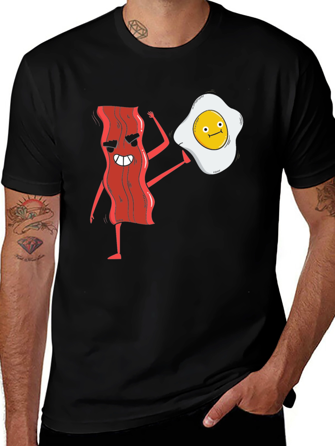 Variant 9 of Funny Bacon & Egg Cartoon Graphic T-Shirt