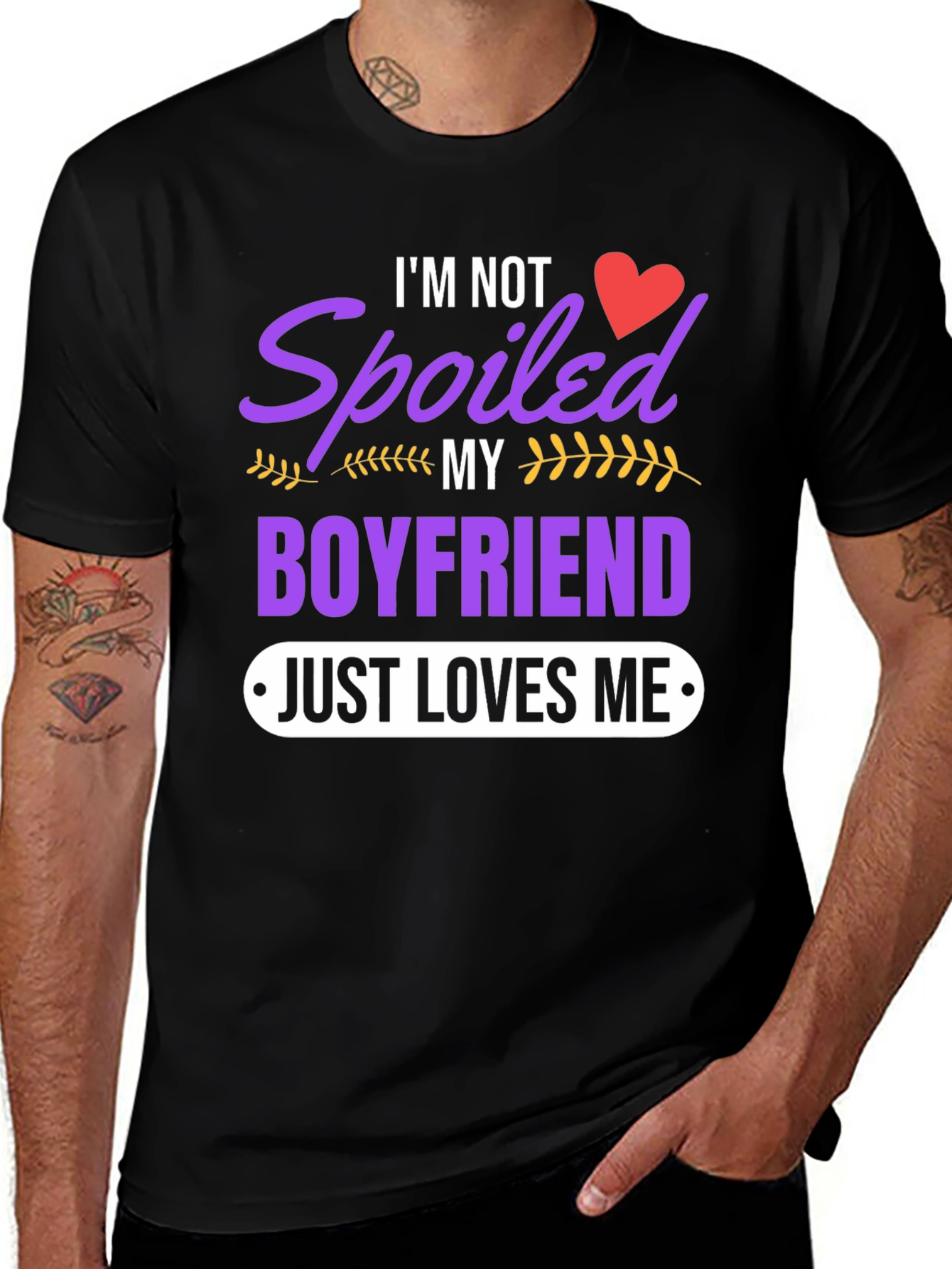 Variant 25 of Spoiled Boyfriend Tee - Novelty Graphic T-Shirt