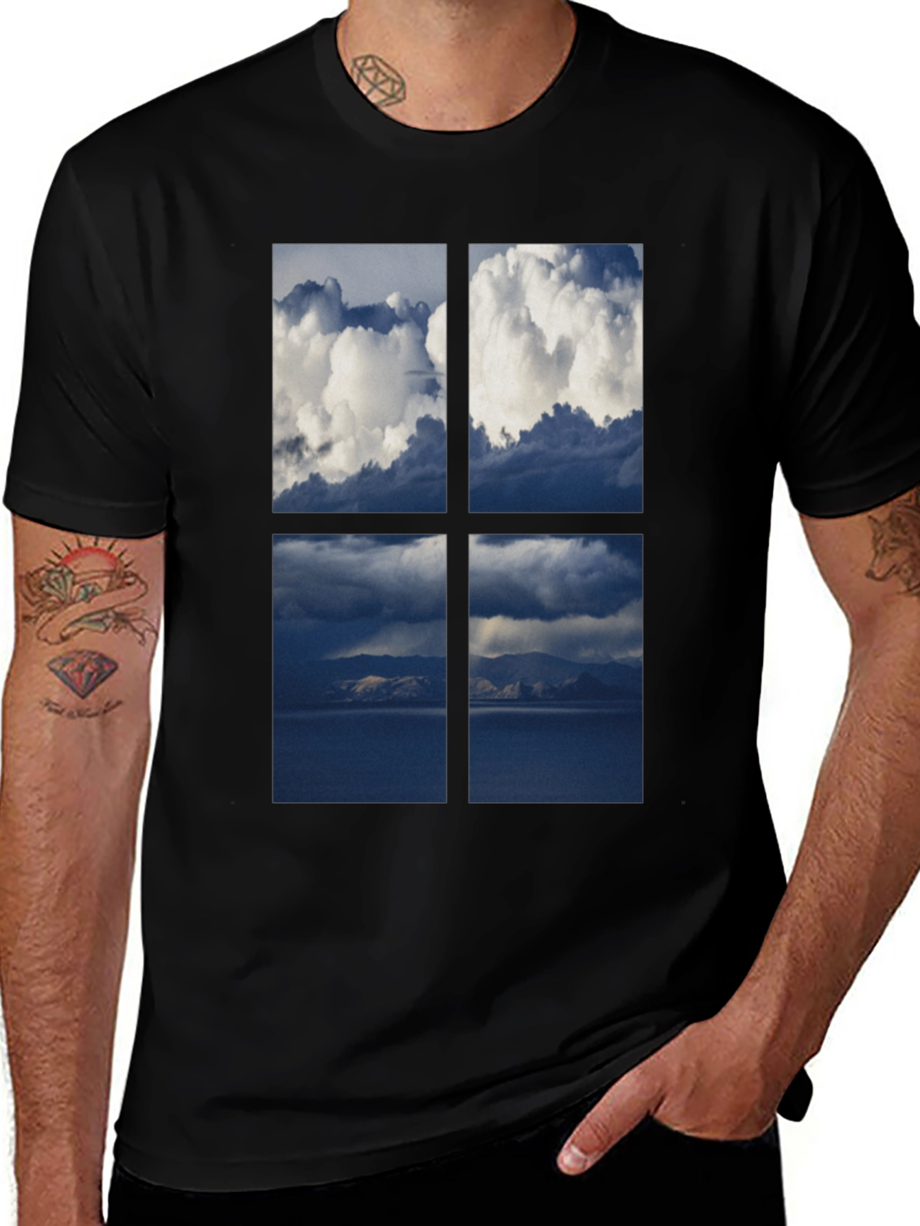 Sky Window T-Shirt - Black Cotton Tee