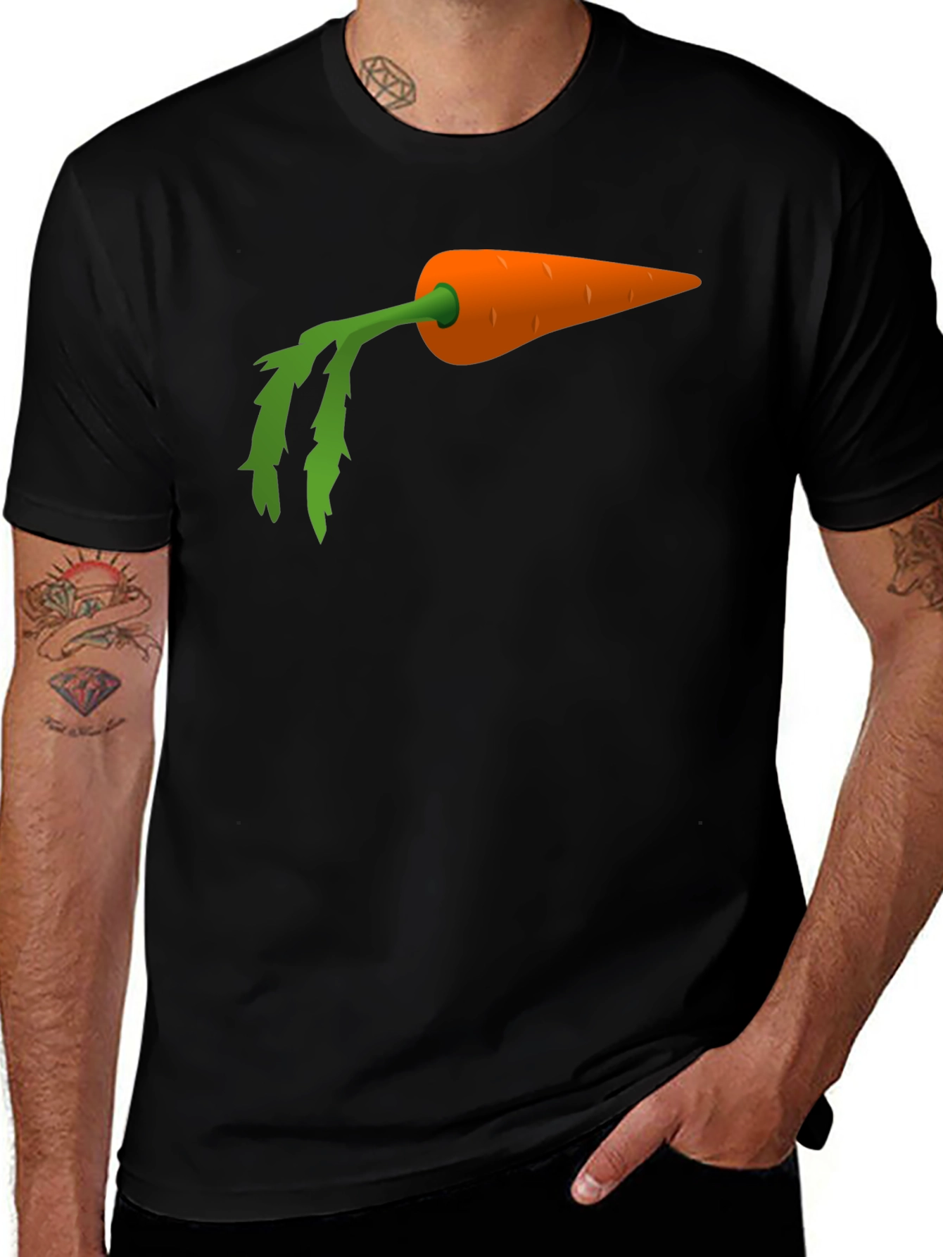 Variant 8 of Carrot Graphic Tee - Black Cotton Blend Shirt