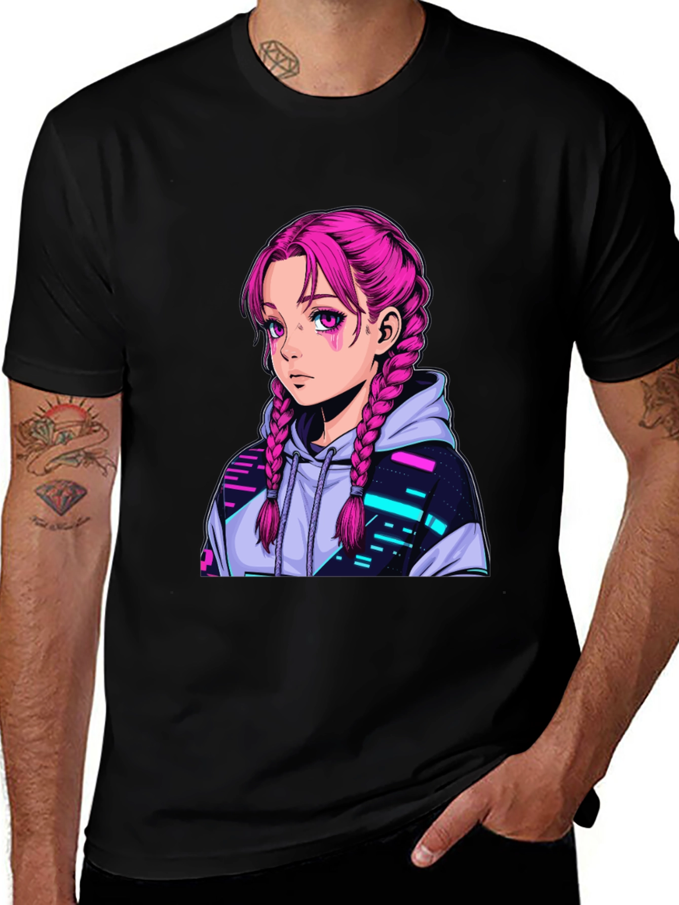 Variant 24 of Anime Girl Graphic Black T-Shirt