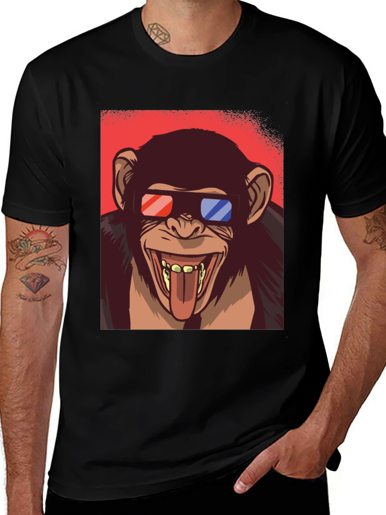 Variant 25 of Funny Monkey 3D Glasses Graphic T-Shirt