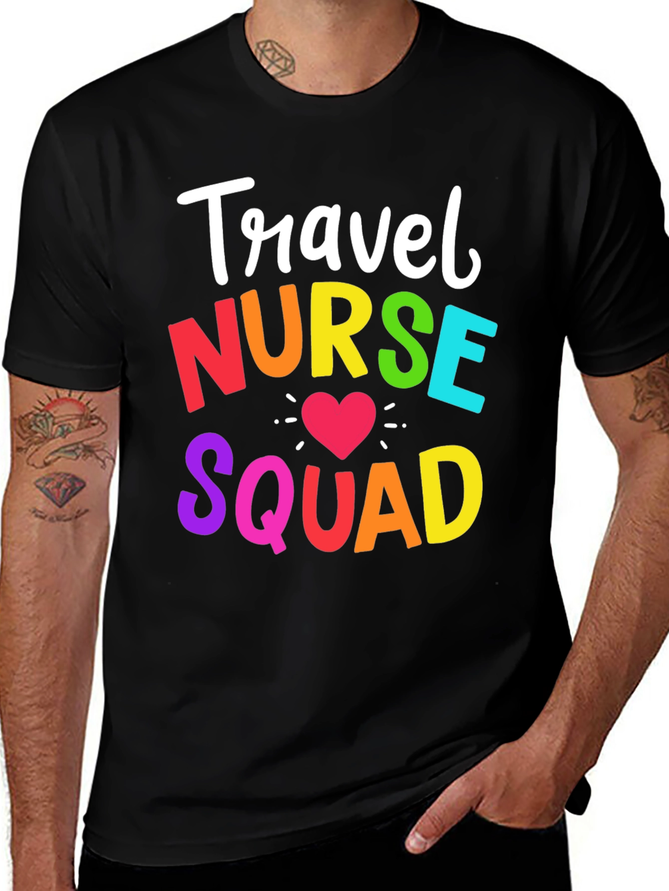 Variant 2 of Travel Nurse Squad T-Shirt - Rainbow Design