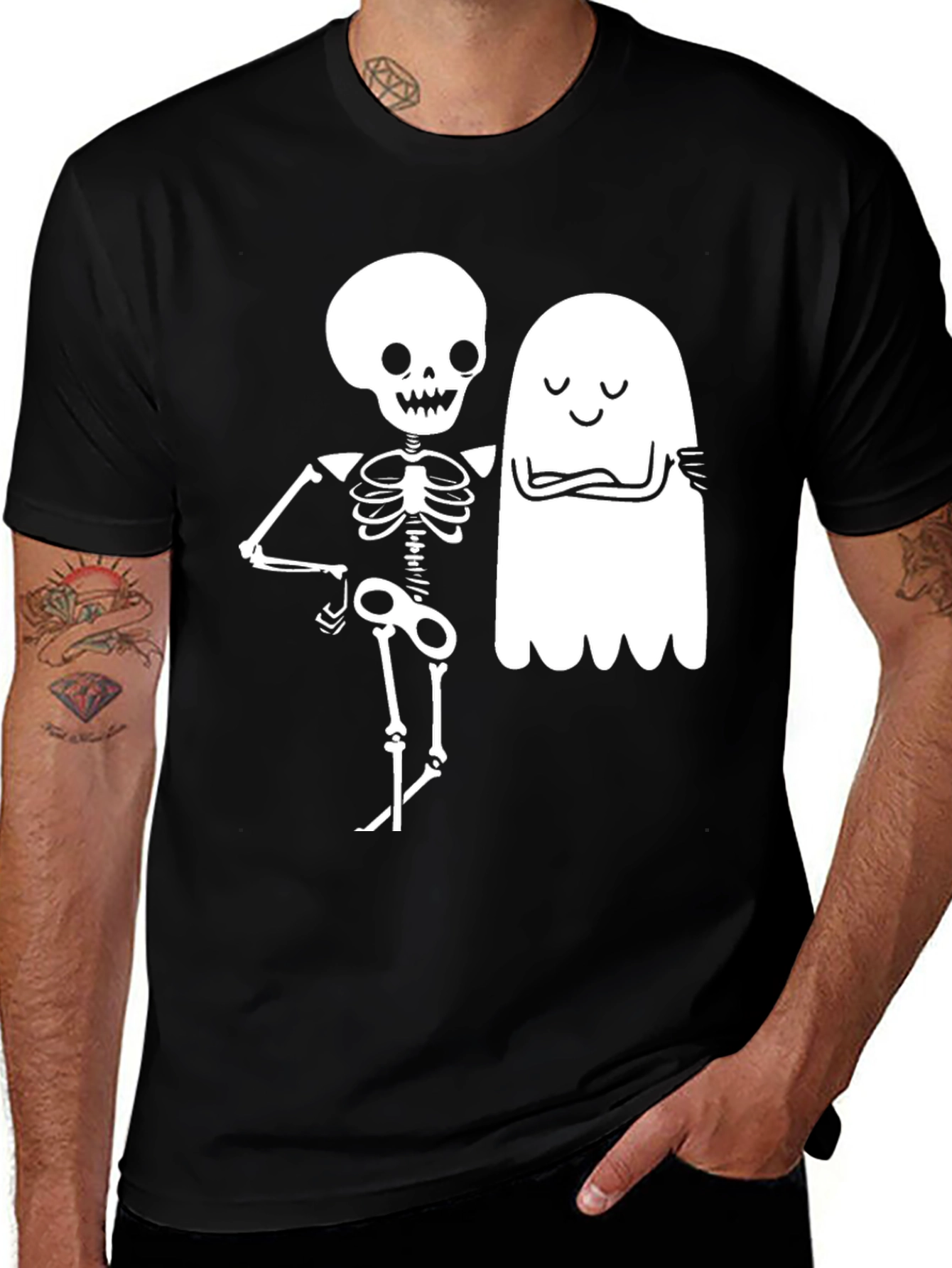 Variant 9 of Spooky Season Skeleton & Ghost Graphic Tee