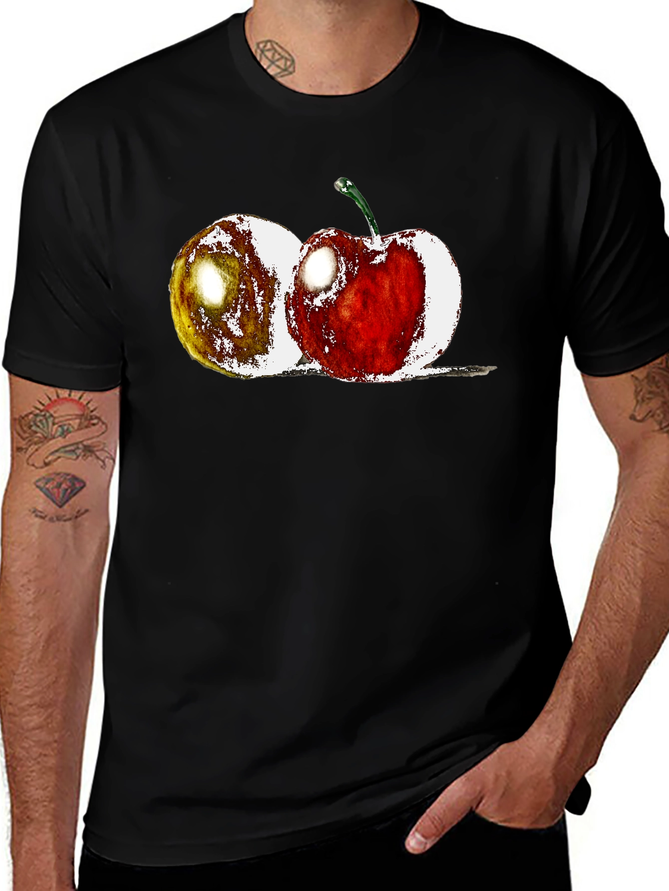 Variant 29 of Fruit Print Black Crew Neck T-Shirt