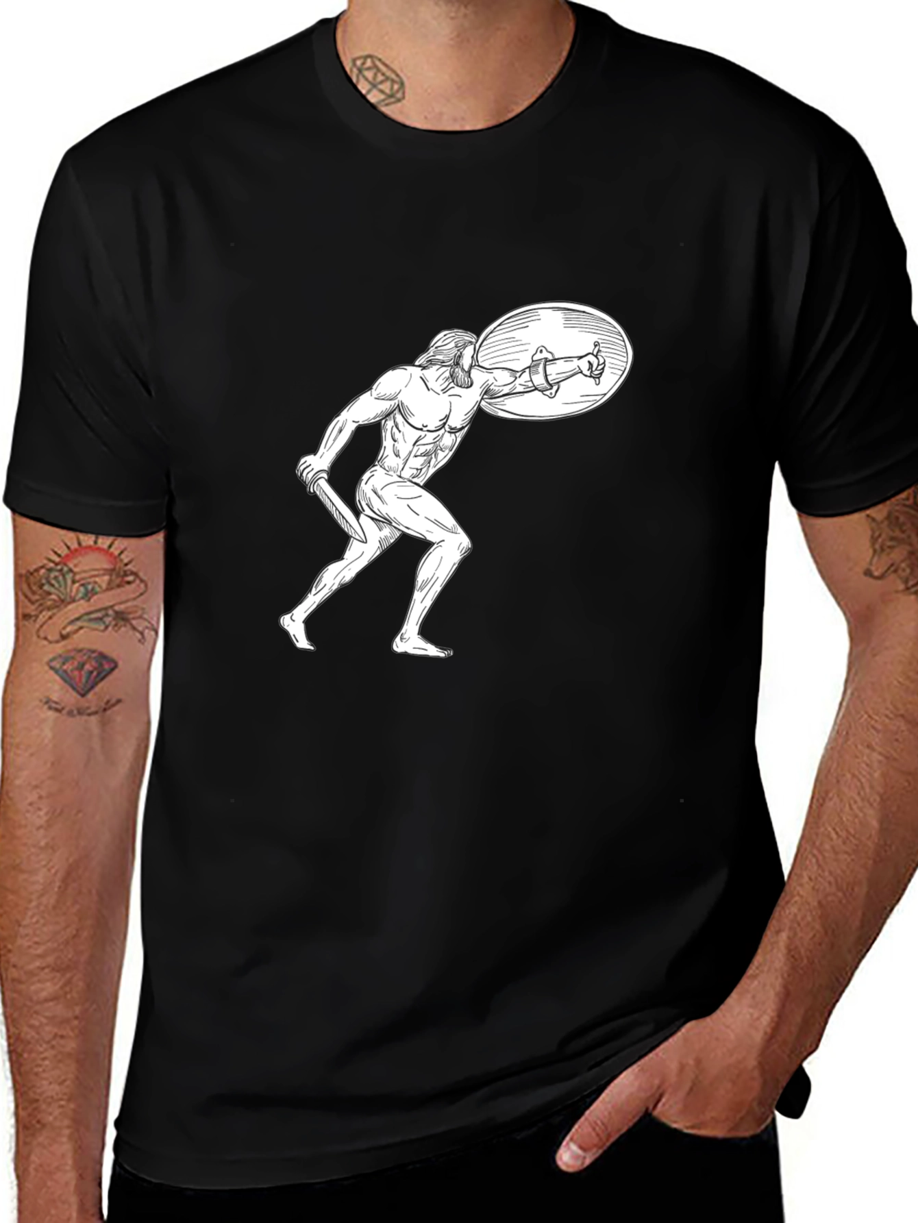 Variant 23 of Spartan Warrior Graphic Tee - Black