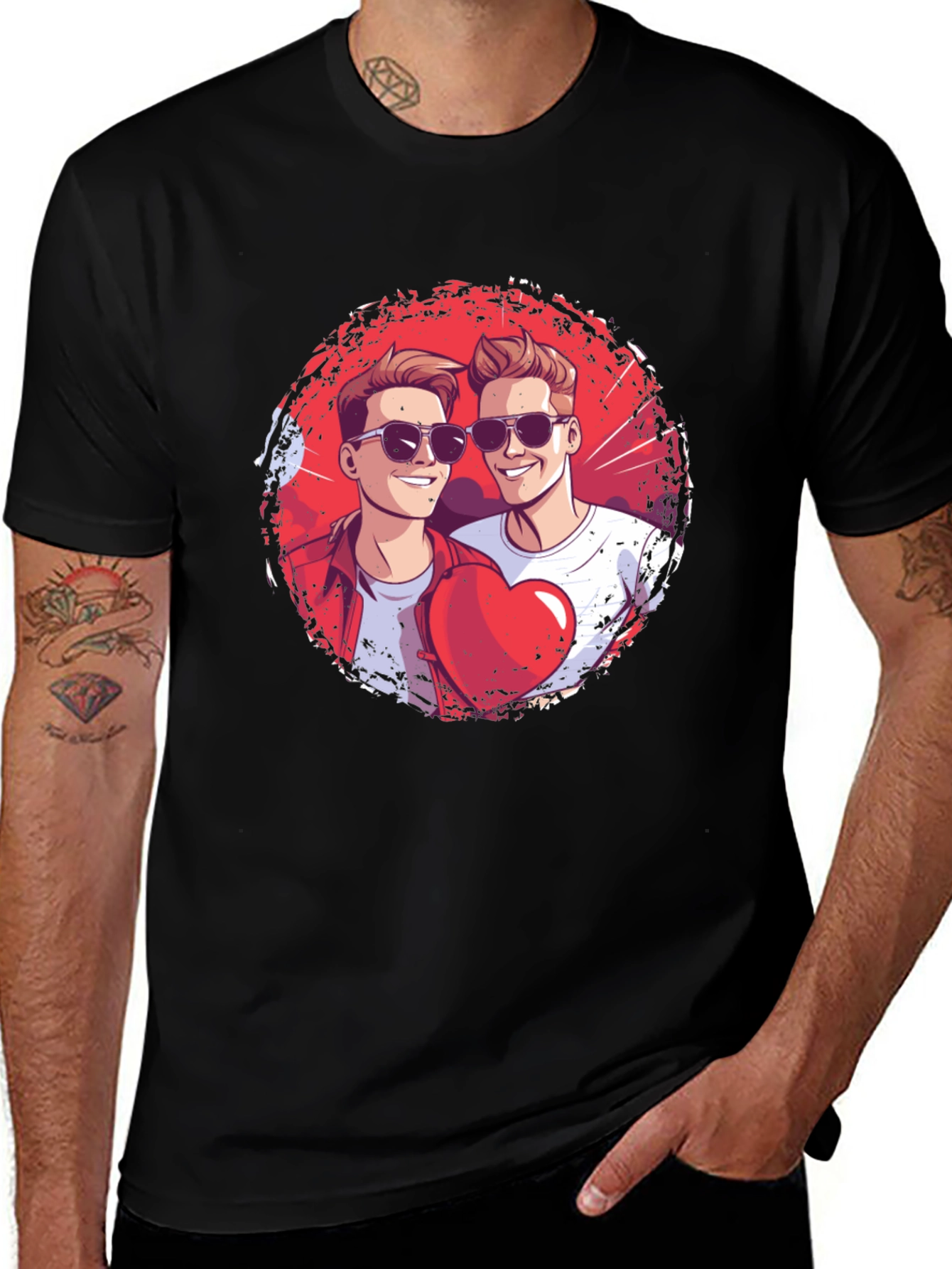 Variant 8 of Heart Brothers T-Shirt - Stylish Graphic Tee