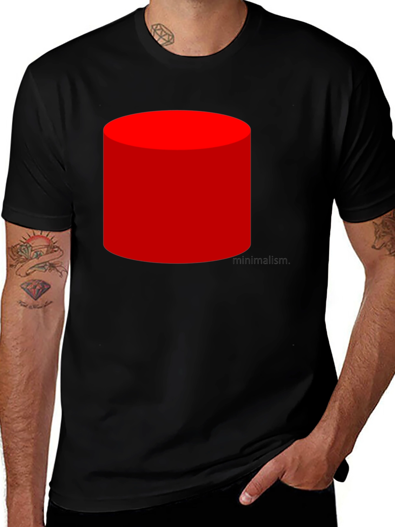 Variant 10 of Minimalist Red Cylinder Graphic Tee - Unisex